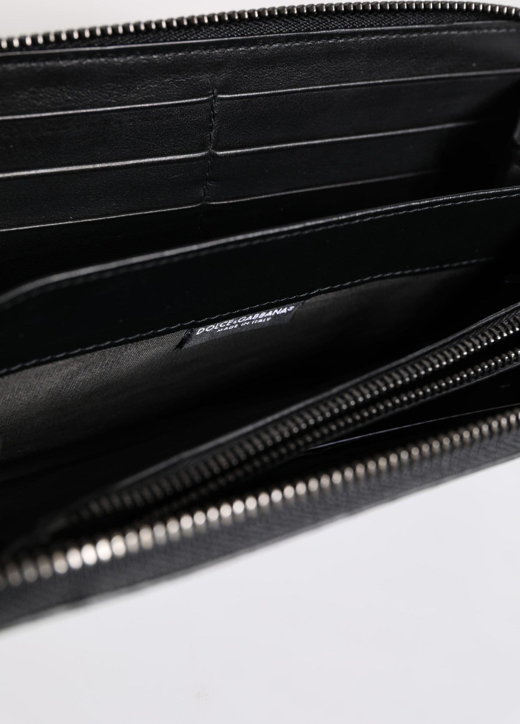 Black Blue Exotic Leather Embossed Continental Wallet - 7