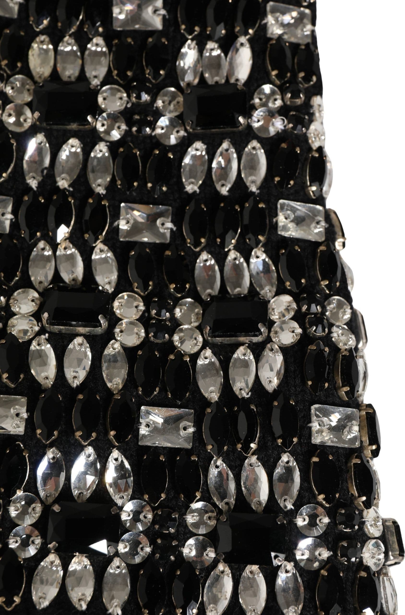 Black Wool Crystal Embellished Balaclava Hat - 3