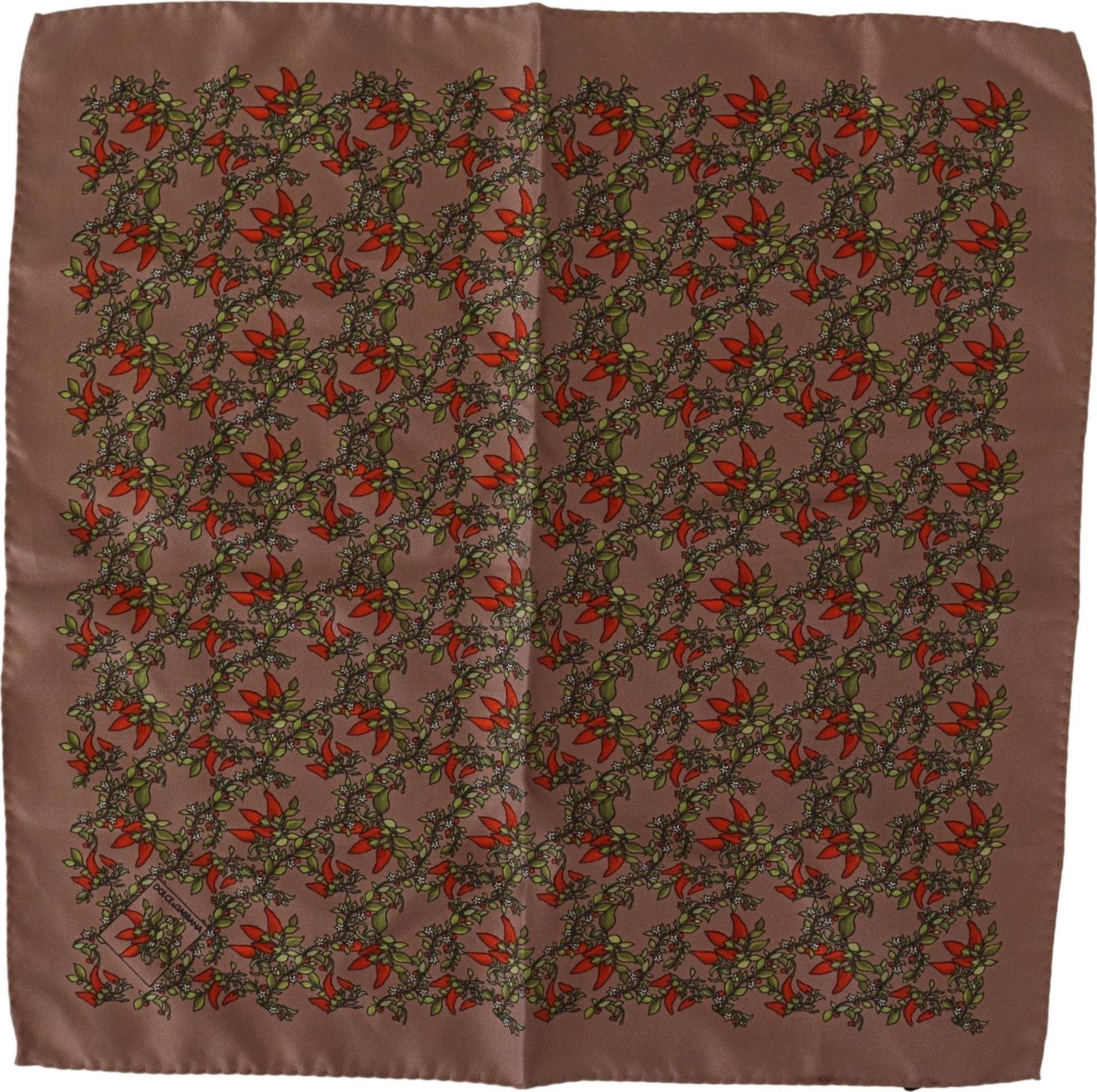 Brown Carrots Print Silk Handkerchief - 3