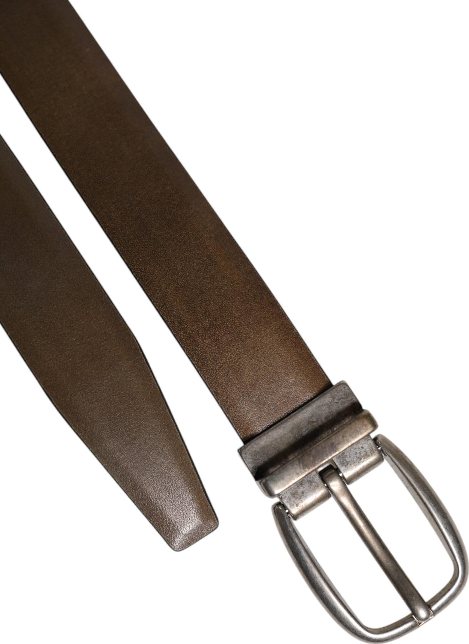 Brown Leather Classic Metal Logo Buckle Belt - 6