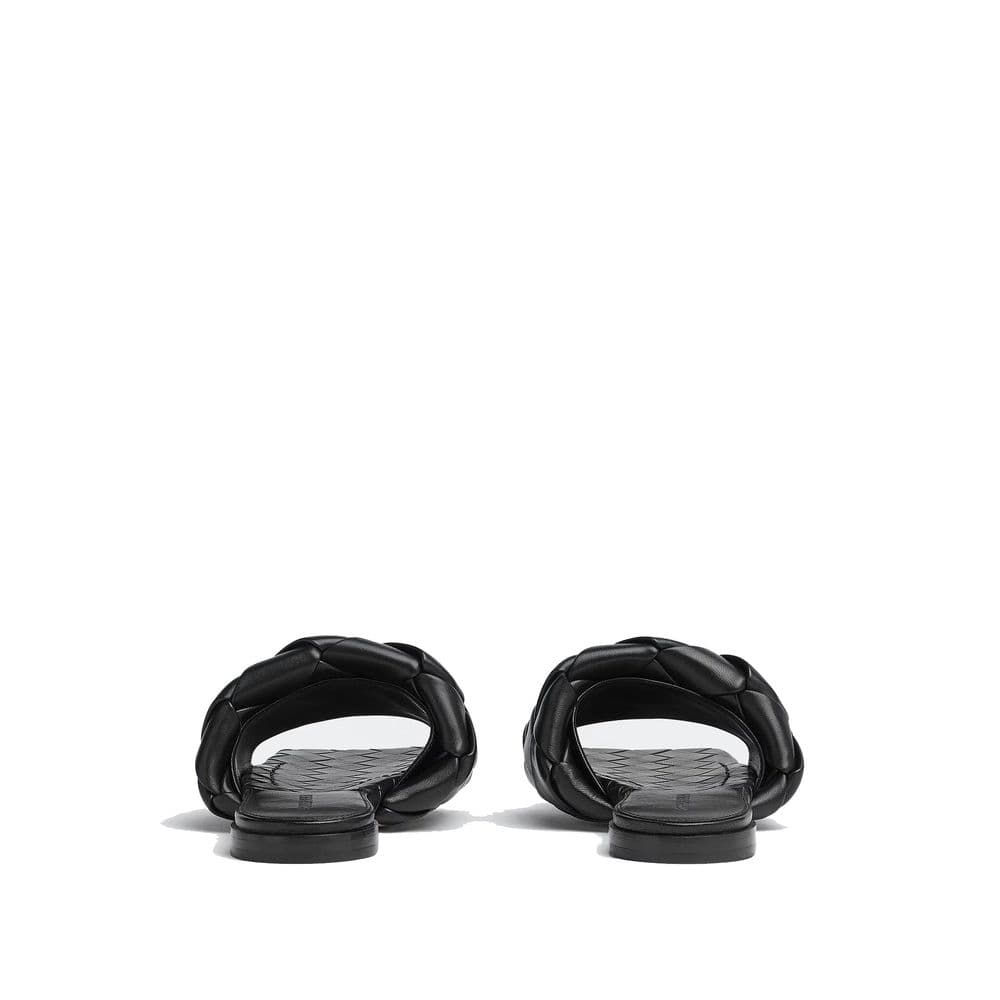 Black Lamb Leather Flat Sandals - 2