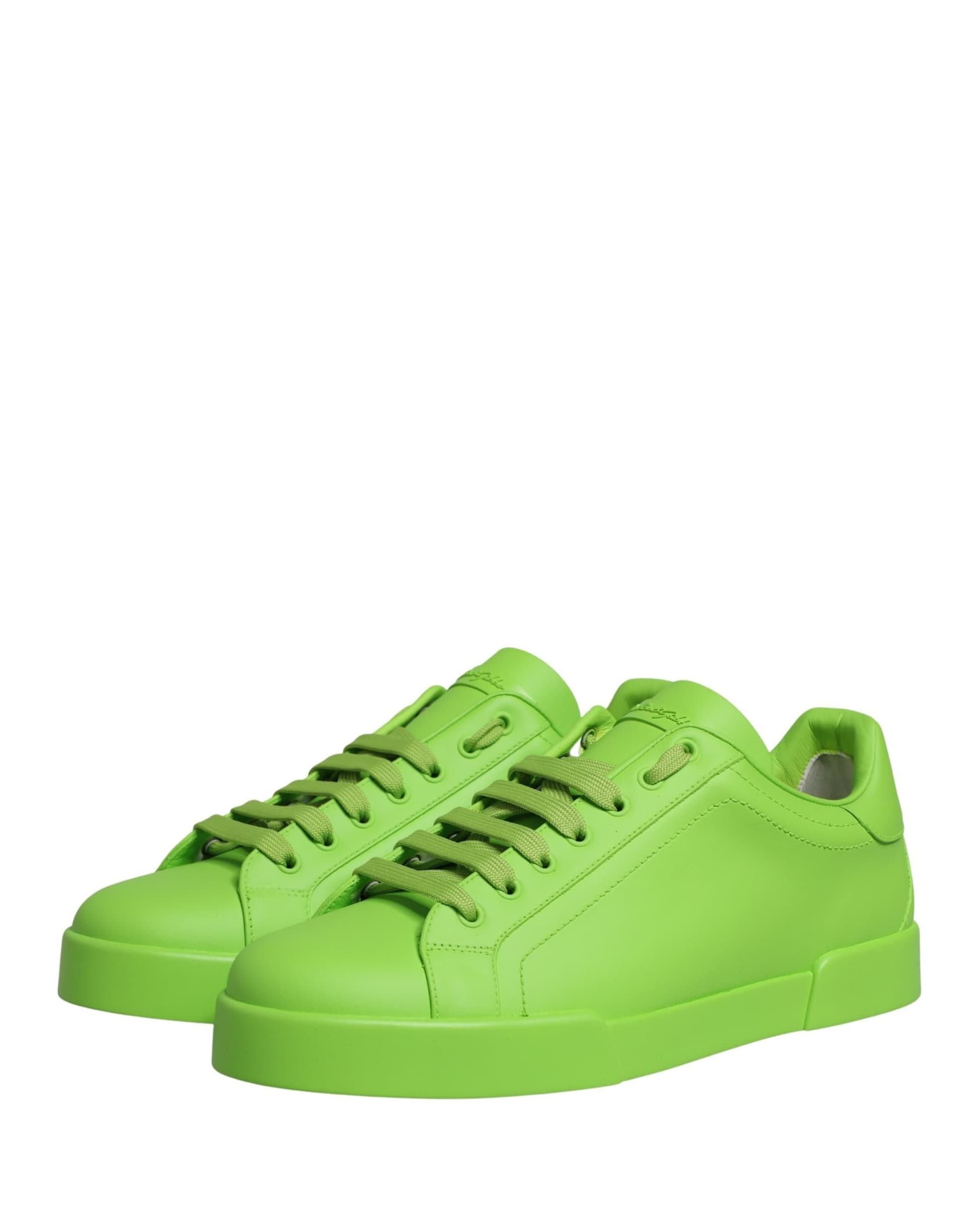 Green Leather Portofino Low Top Sneakers Shoes - 5