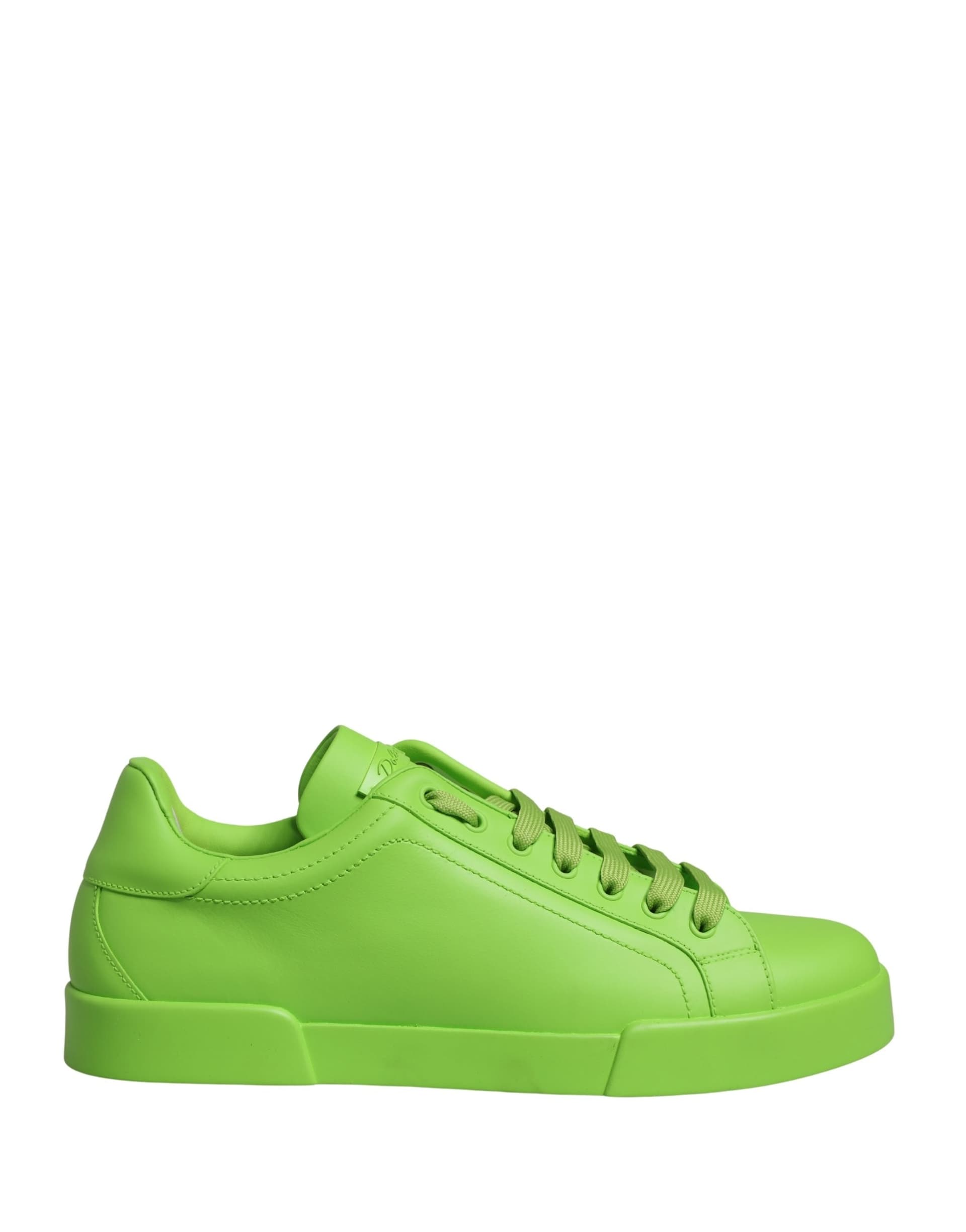 Green Leather Portofino Low Top Sneakers Shoes - 8