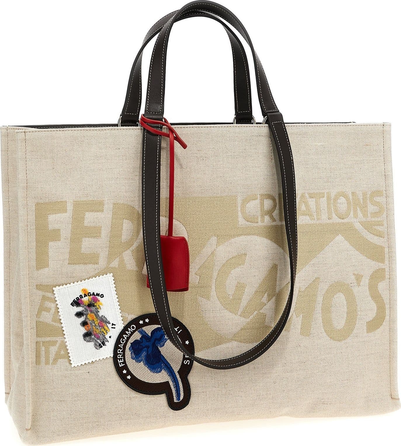 Beige Fabric Tote Bag - 3