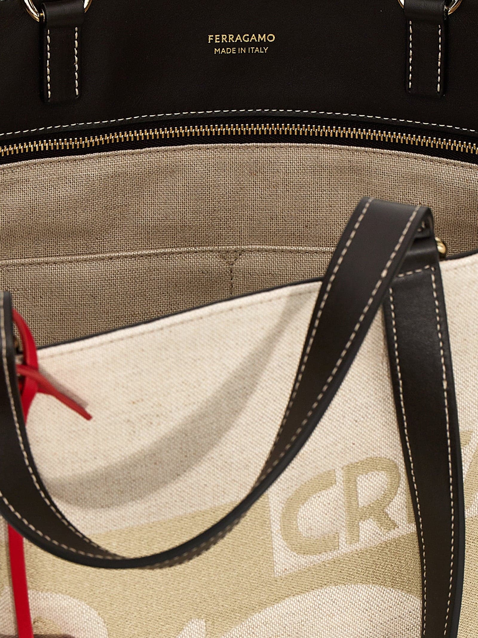 Beige Fabric Tote Bag - 4