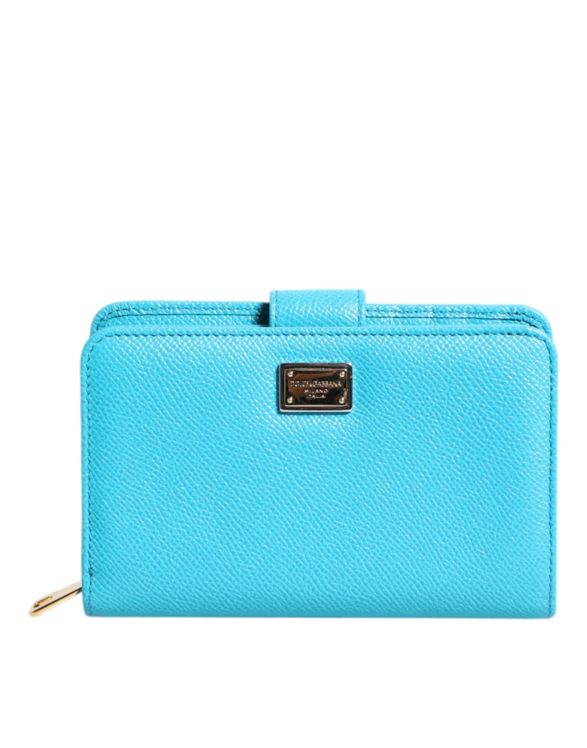 Light Blue Leather Bifold Continental Clutch Wallet - 2