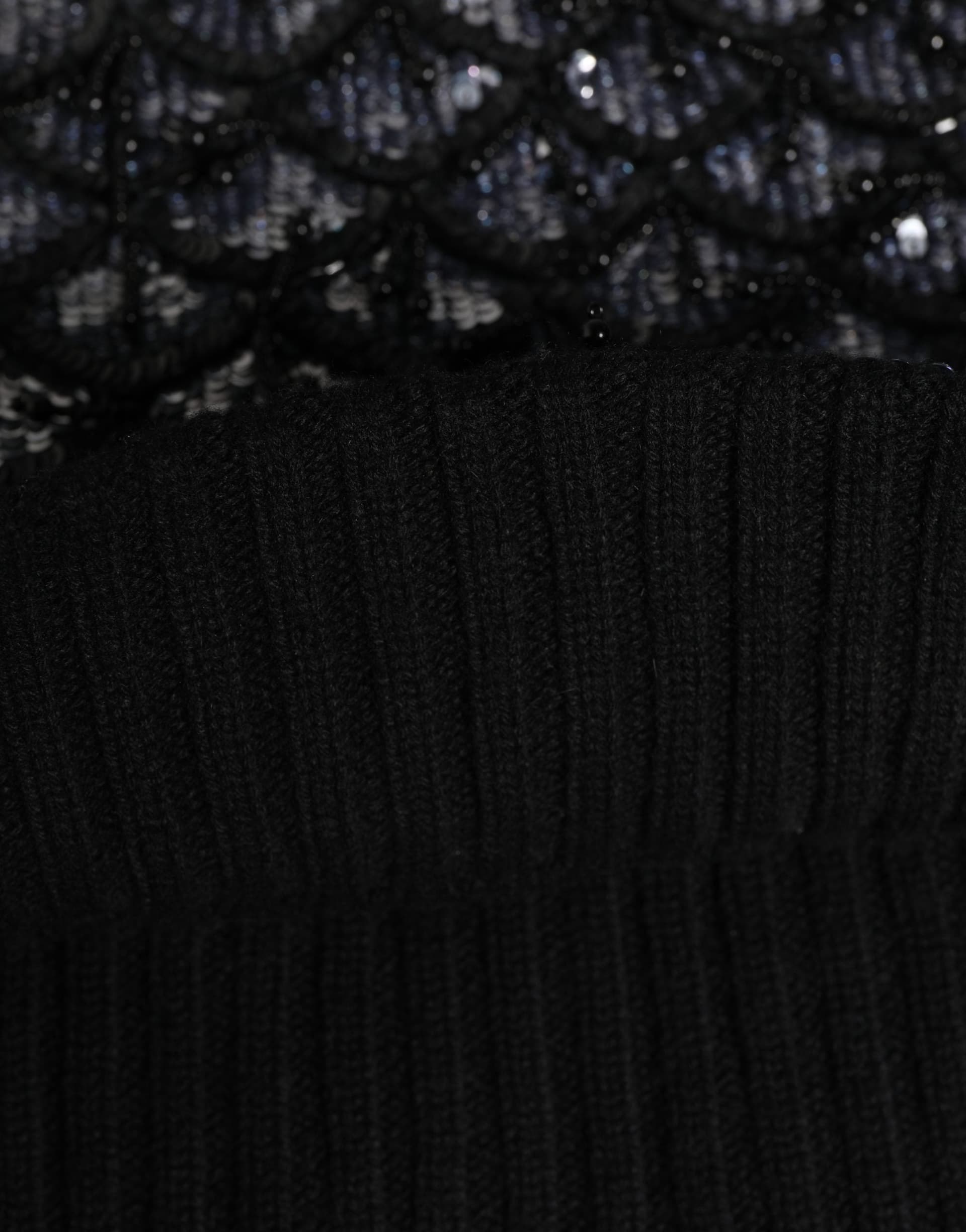 Black Wool Crystal Embellished Balaclava Hat - 6