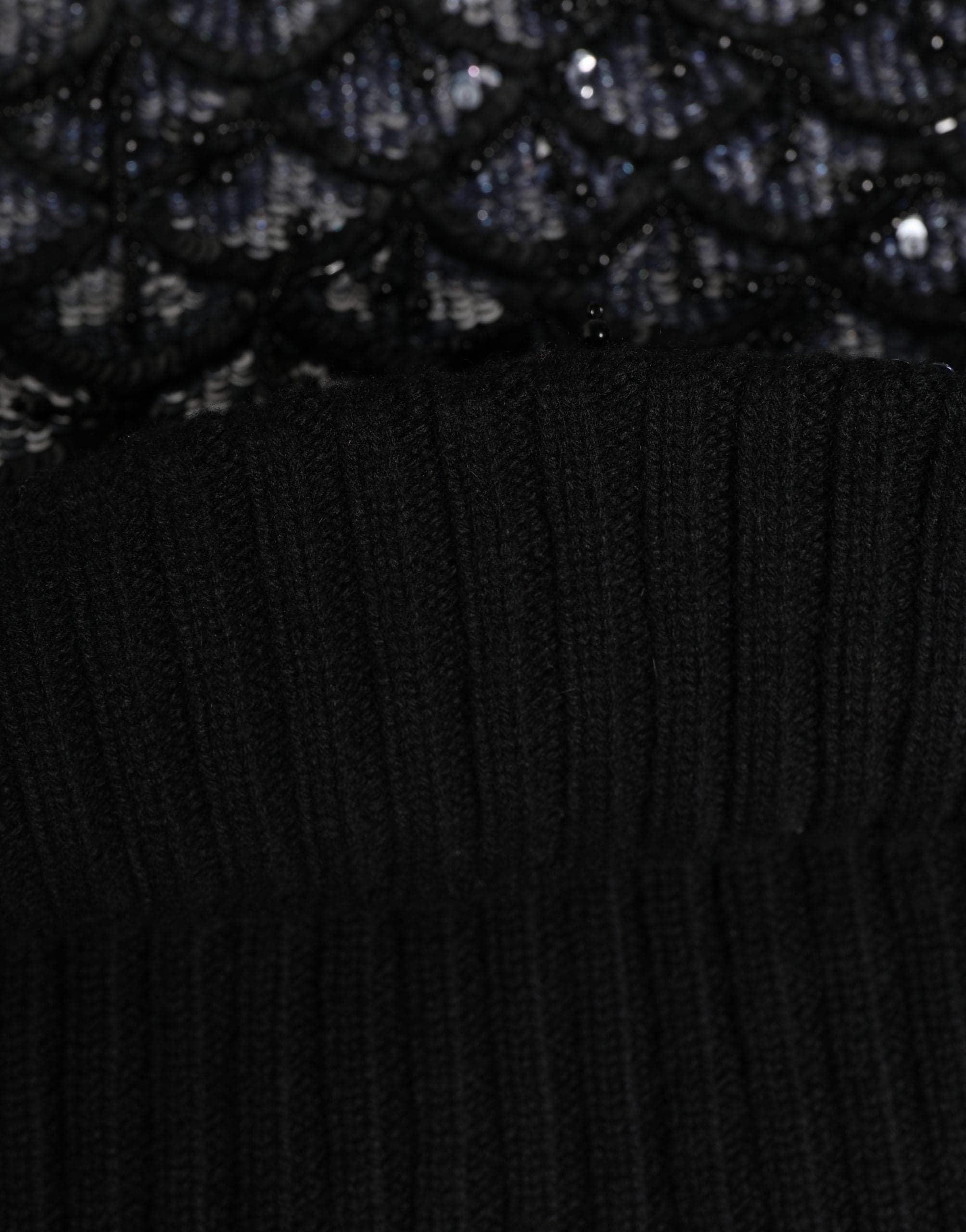 Black Wool Crystal Embellished Balaclava Hat - 6