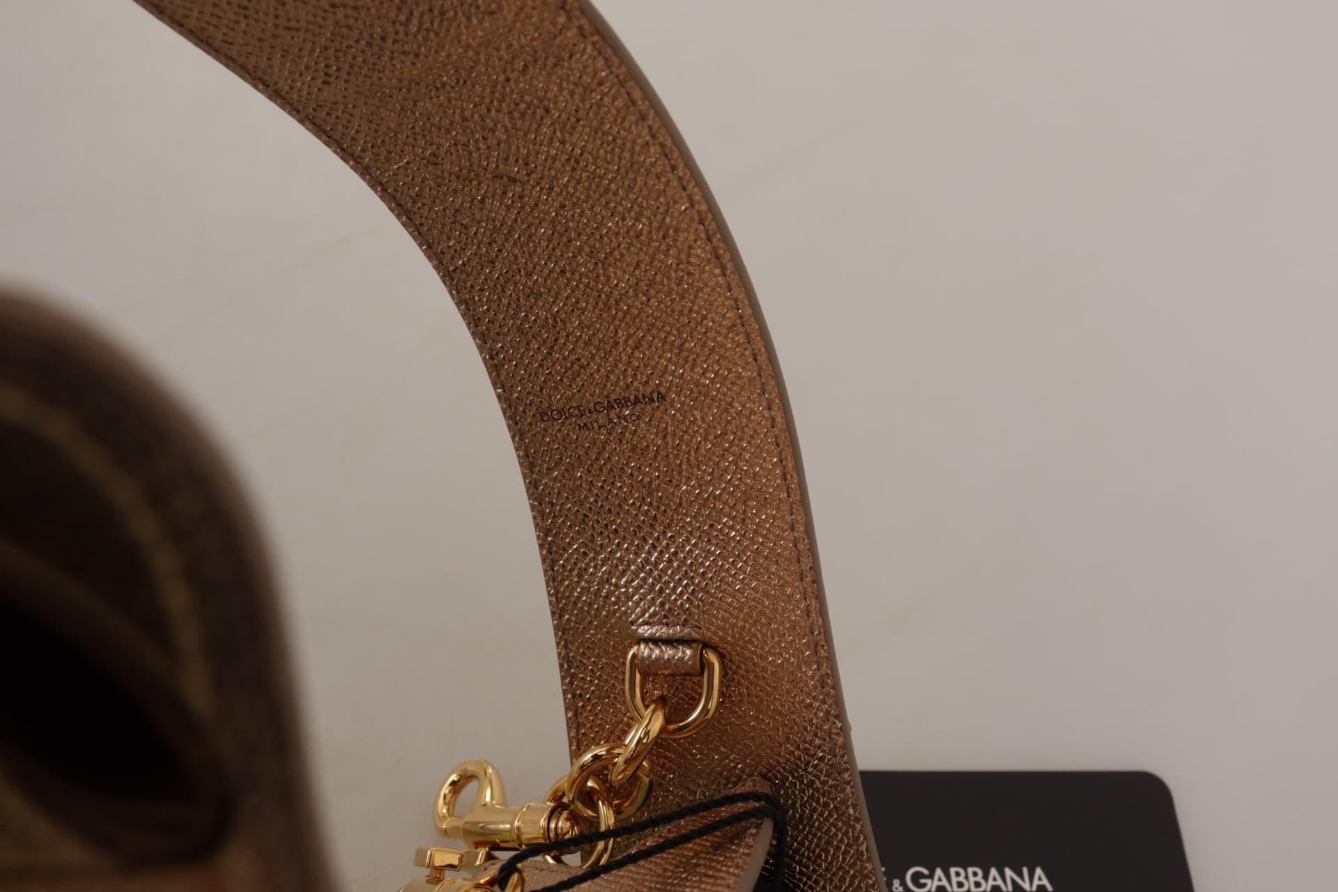 Gold Leather LOVE Patch Bag Shoulder Strap - 3