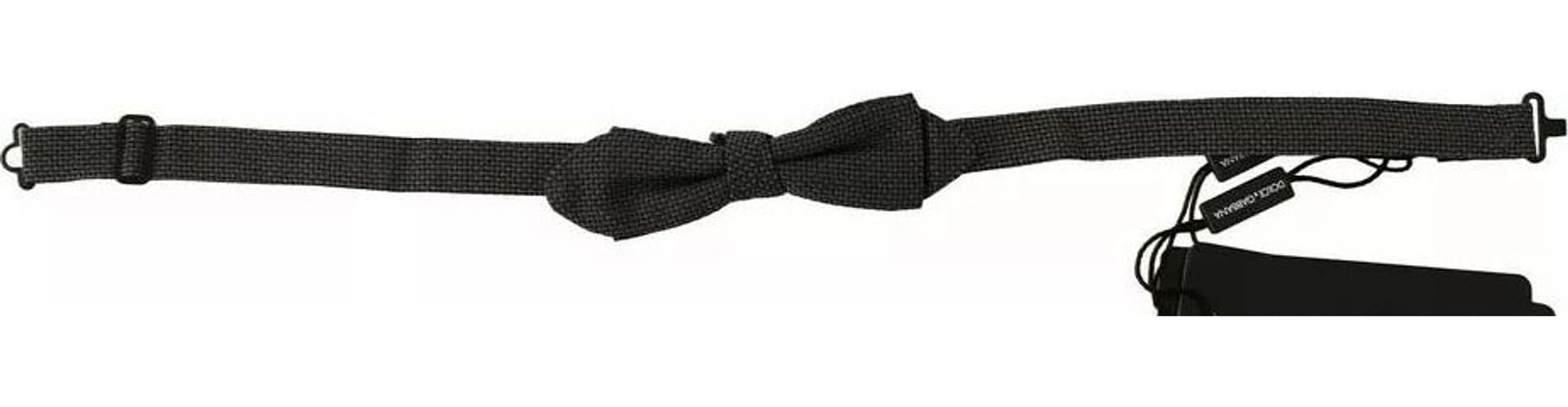 Gray Pattern Silk Adjustable Neck Bow Tie - 3