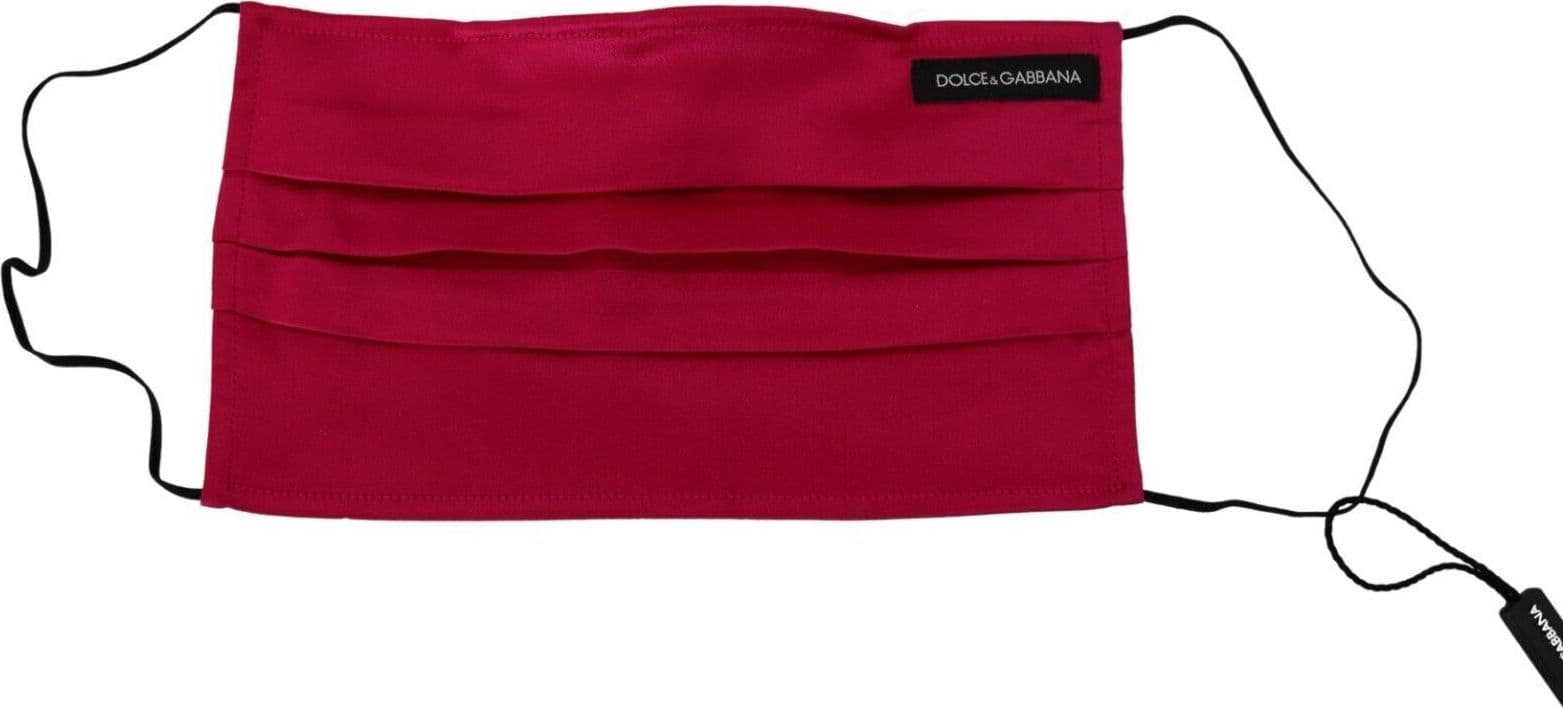 Red Cotton Pleated Elastic Ear Strap One Size Face Mask - 3