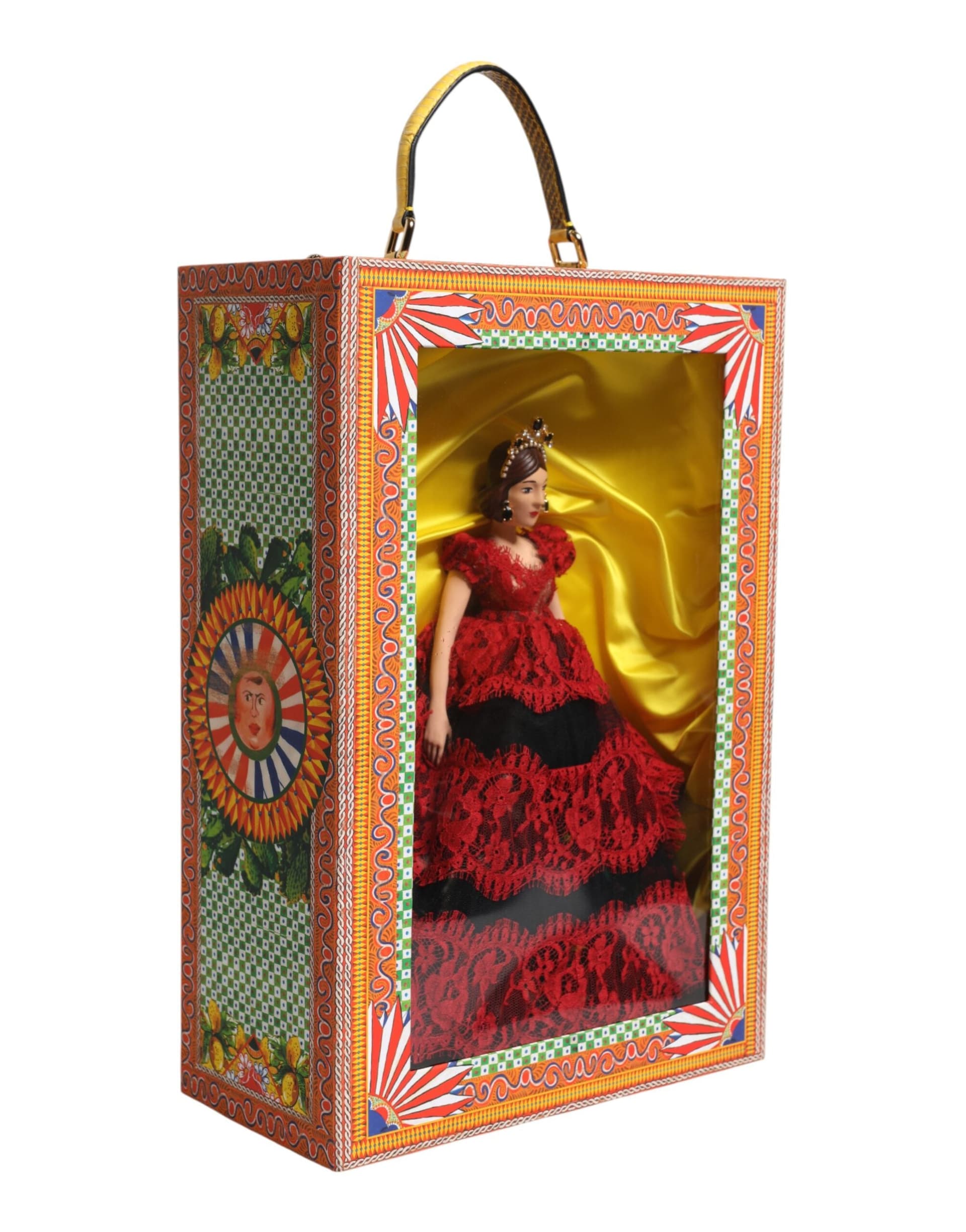 Red Dress Ceramic Porcelain Fashion Box Leather Sicily Dolls - 3