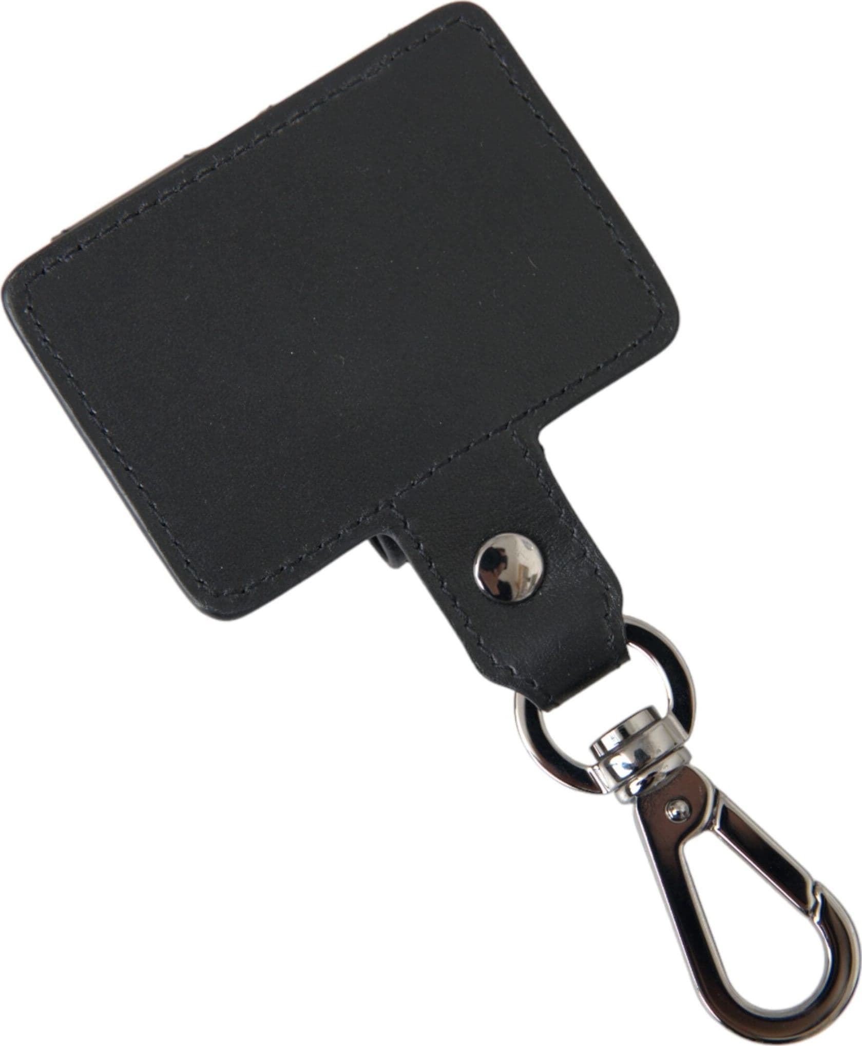 Black Plain Leather Silver Metal Airpods Case - 2