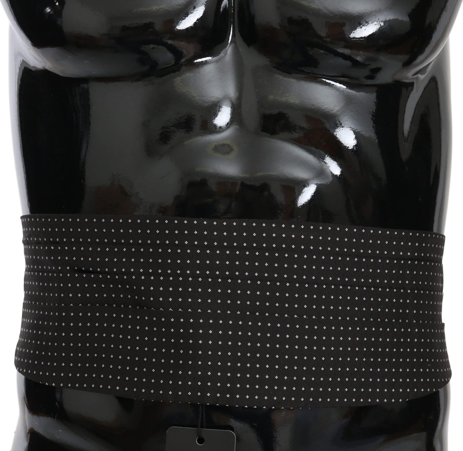 Black Dotted Waist Belt Silk Cummerbund - 3