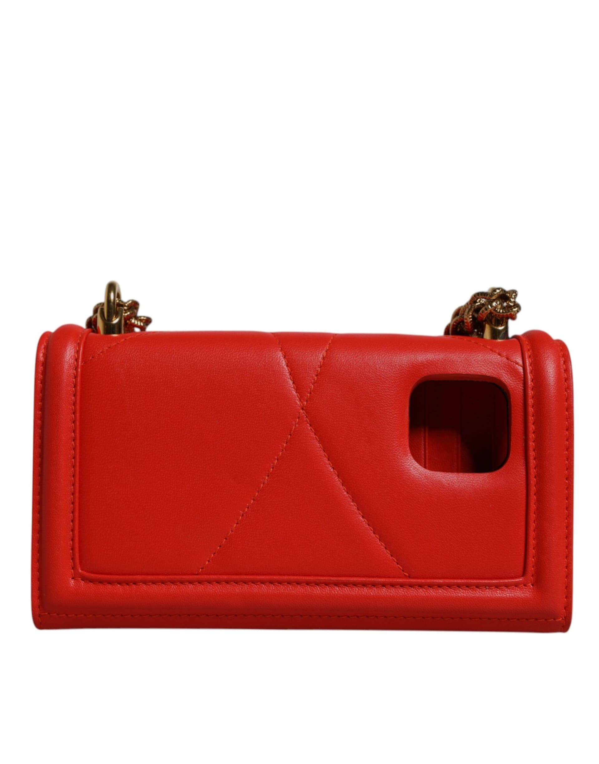 Red Quilted Devotion Crossbody Chain Phone Cover Bag - 5