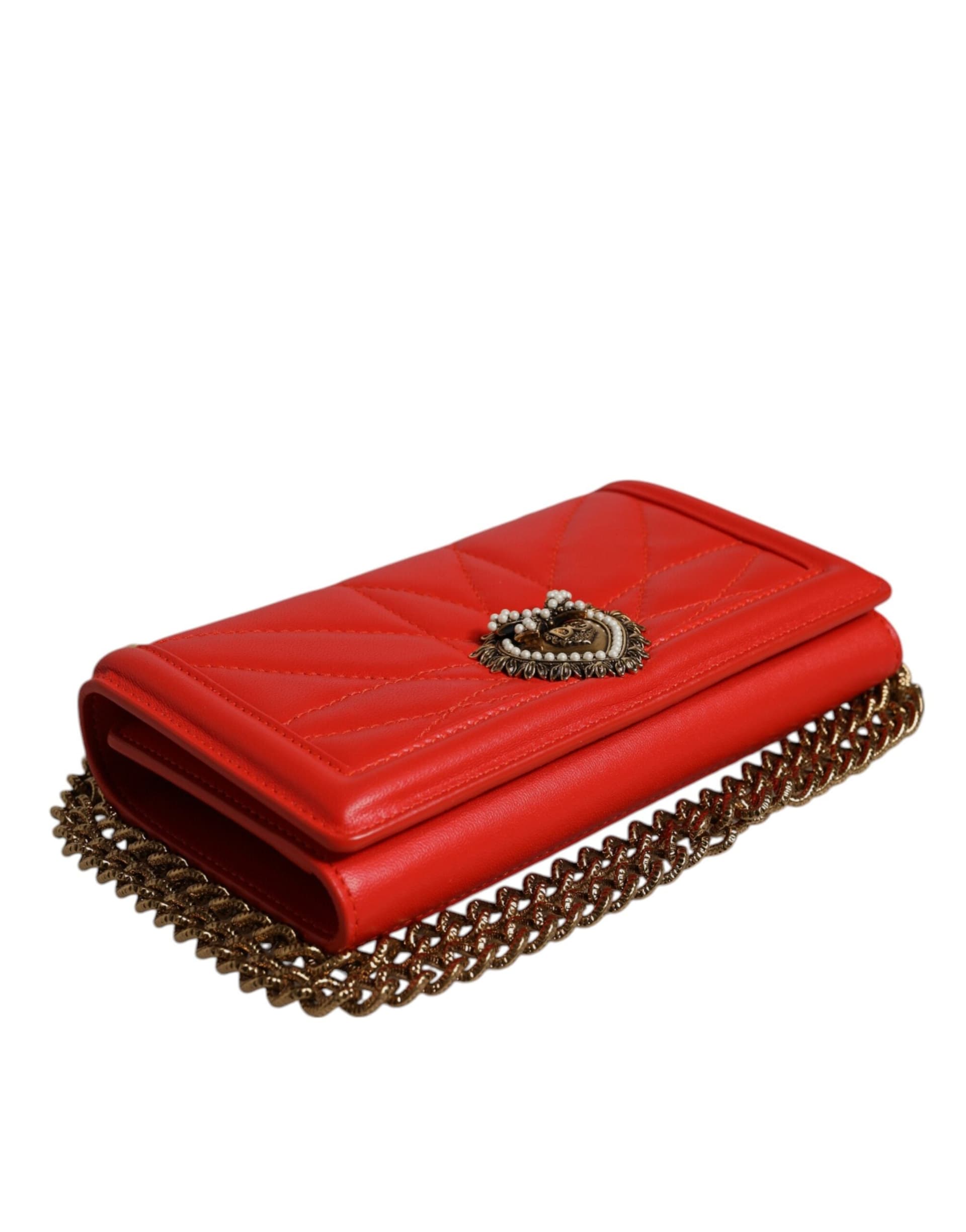Red Quilted Devotion Crossbody Chain Phone Cover Bag - 6