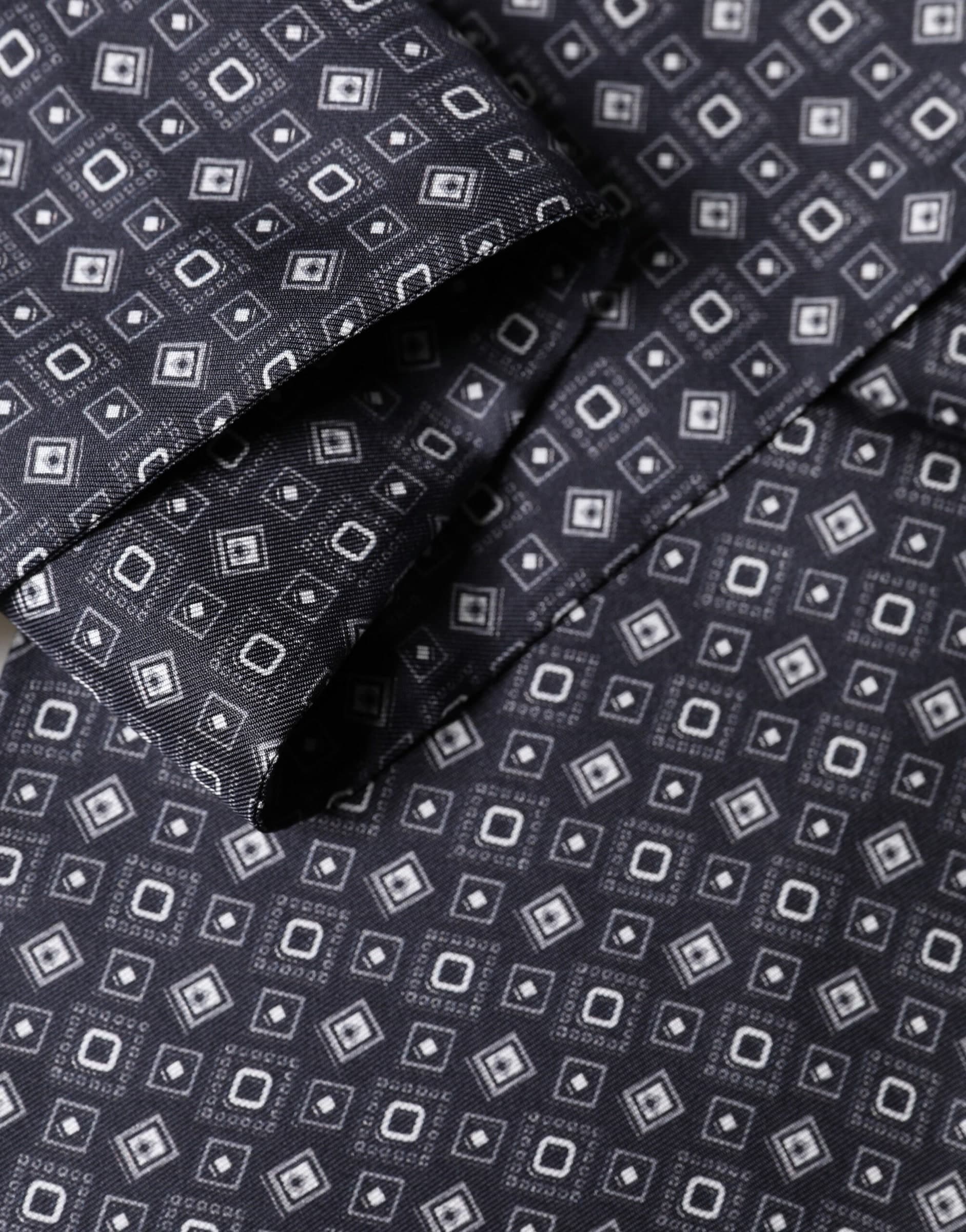 Black Silk Geometric Fringe Wrap Foulard 136cm X 15cm  Scarf - 4