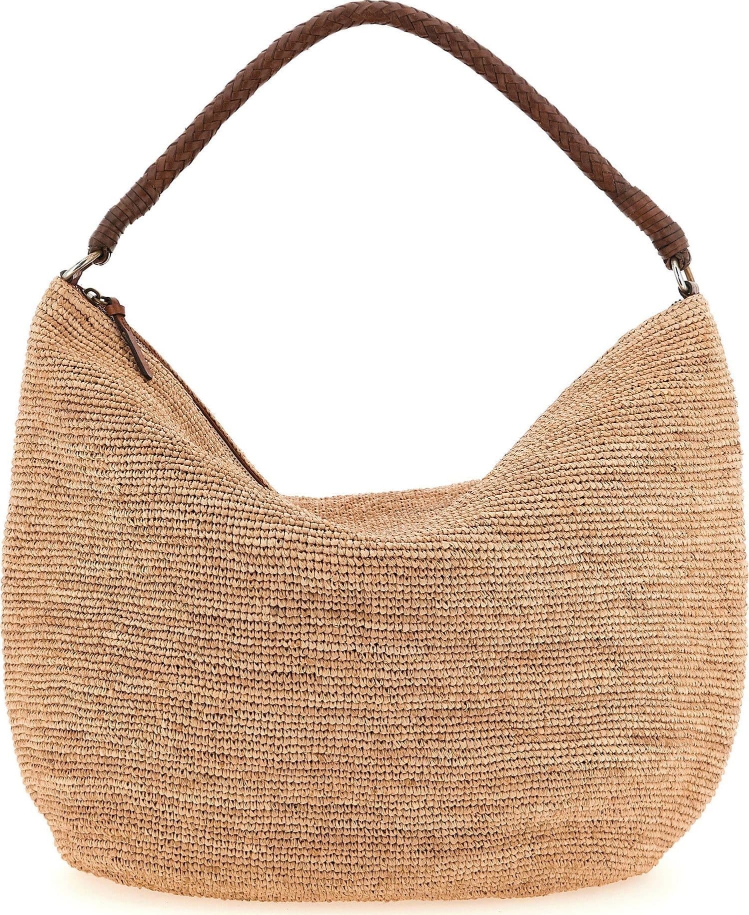 Beige Raffia Shoulder Bag