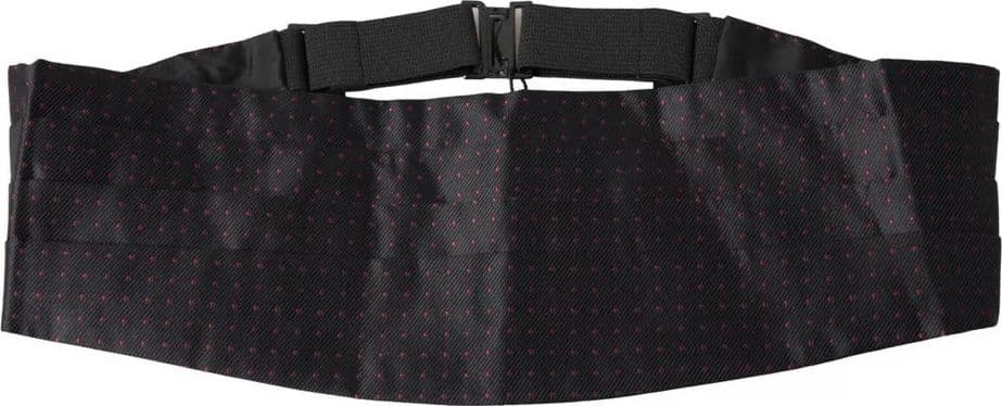 Black Silk Dotted Waist Tuxedo Belt Cummerbund - 2