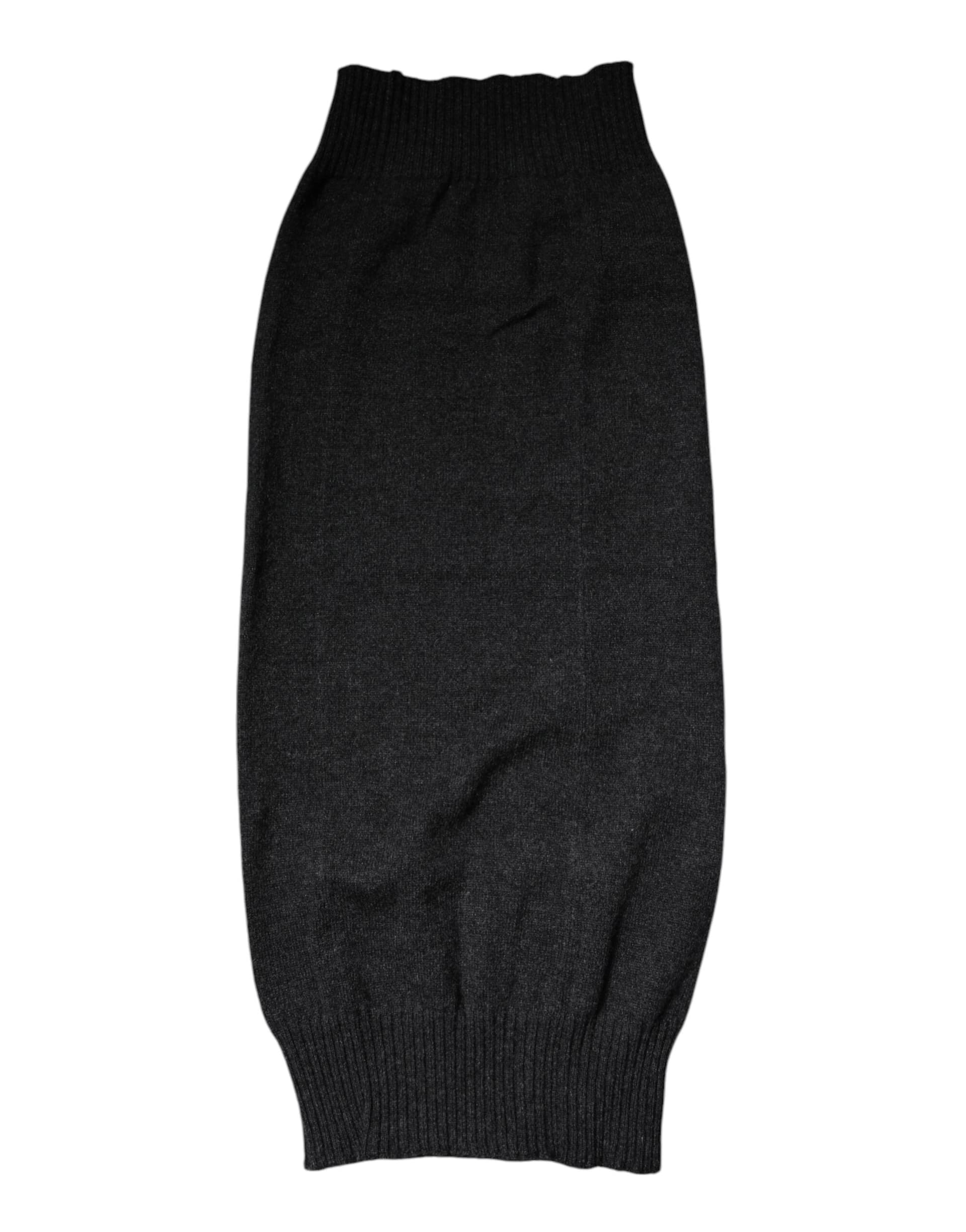 Black Cashmere Knitted Neck Warmer Foulard Scarf - 2