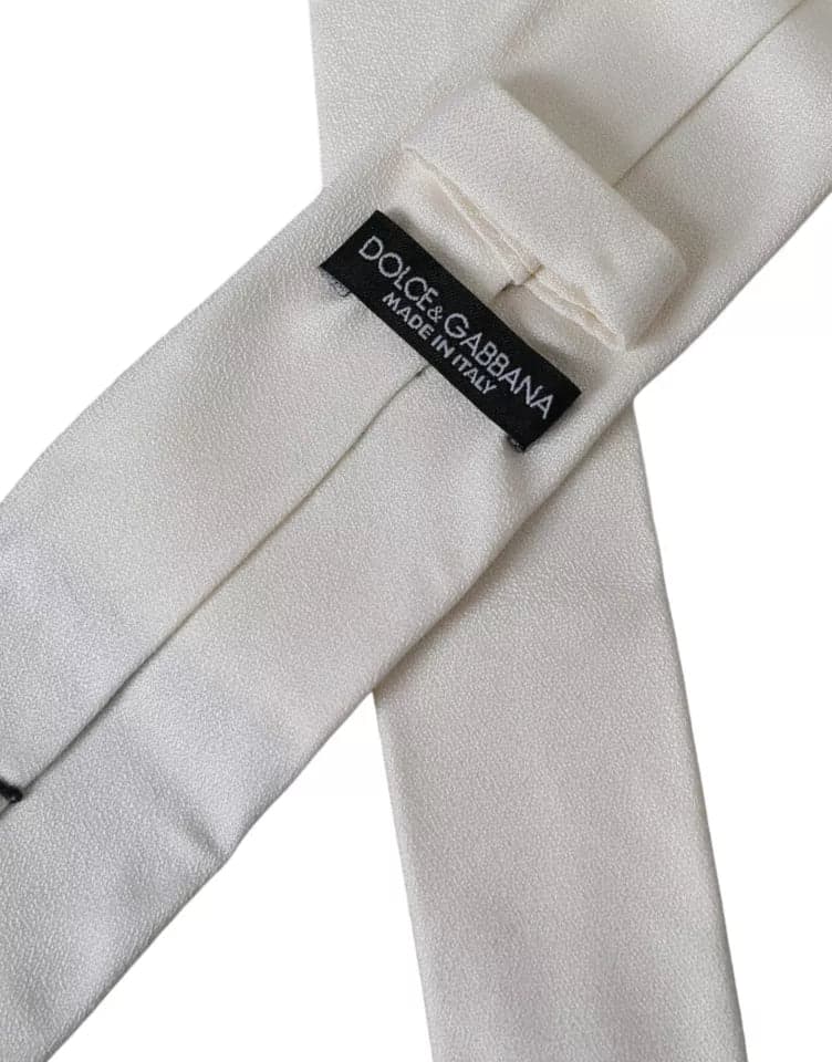 White Silk Classic Adjustable Men Tie - 2