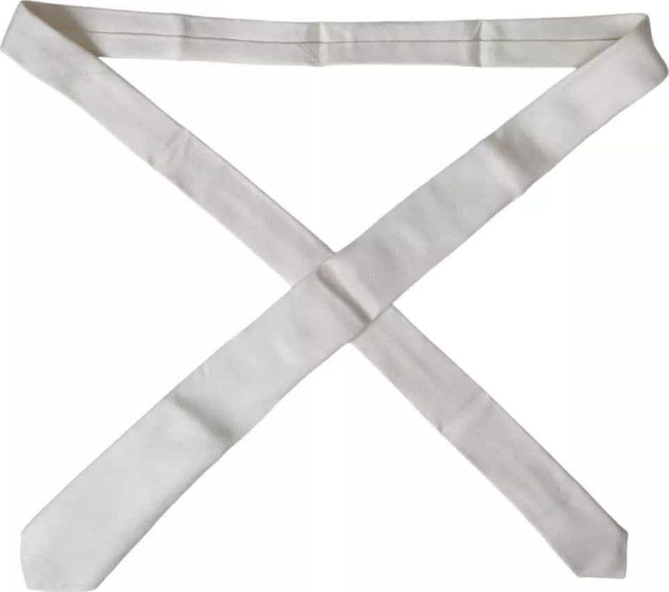 White Silk Classic Adjustable Men Tie - 4