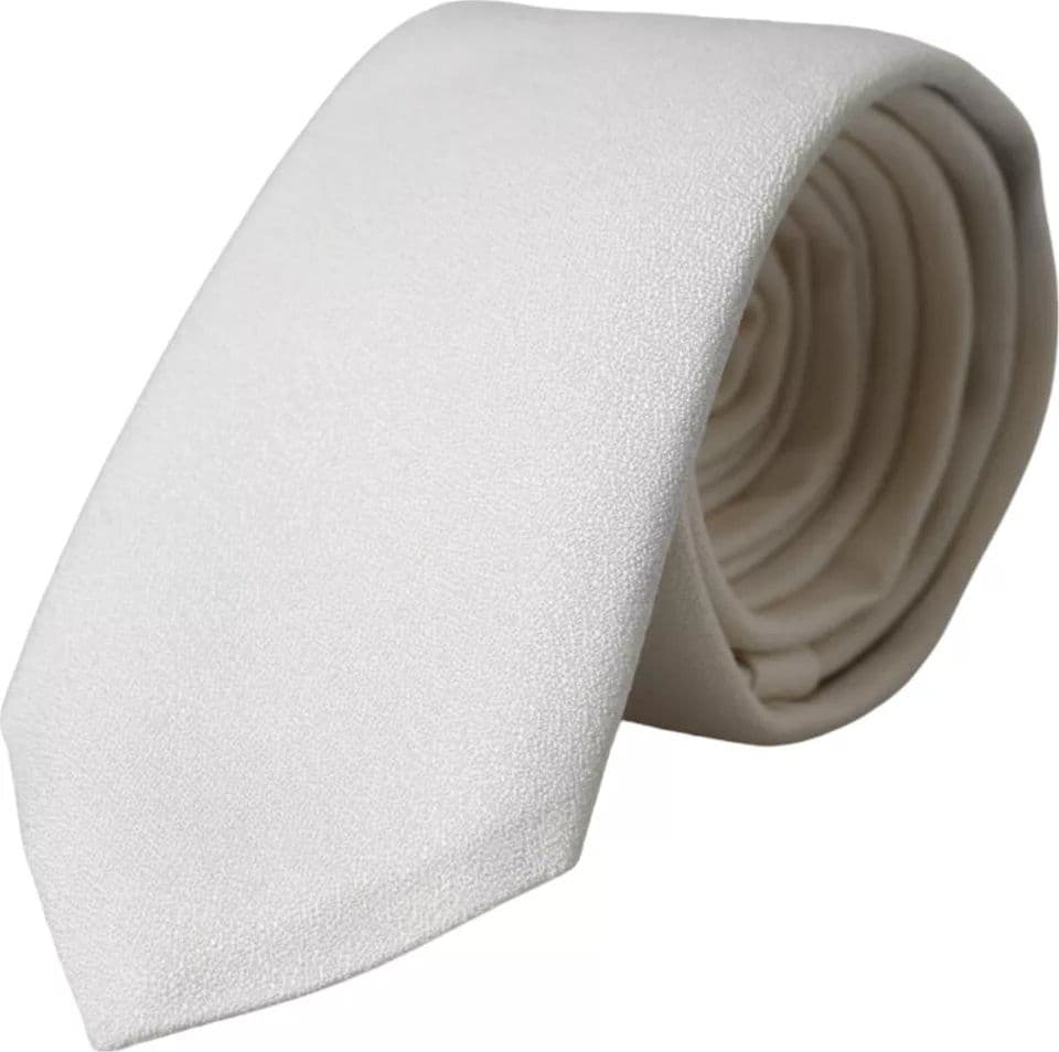 White Silk Classic Adjustable Men Tie - 5