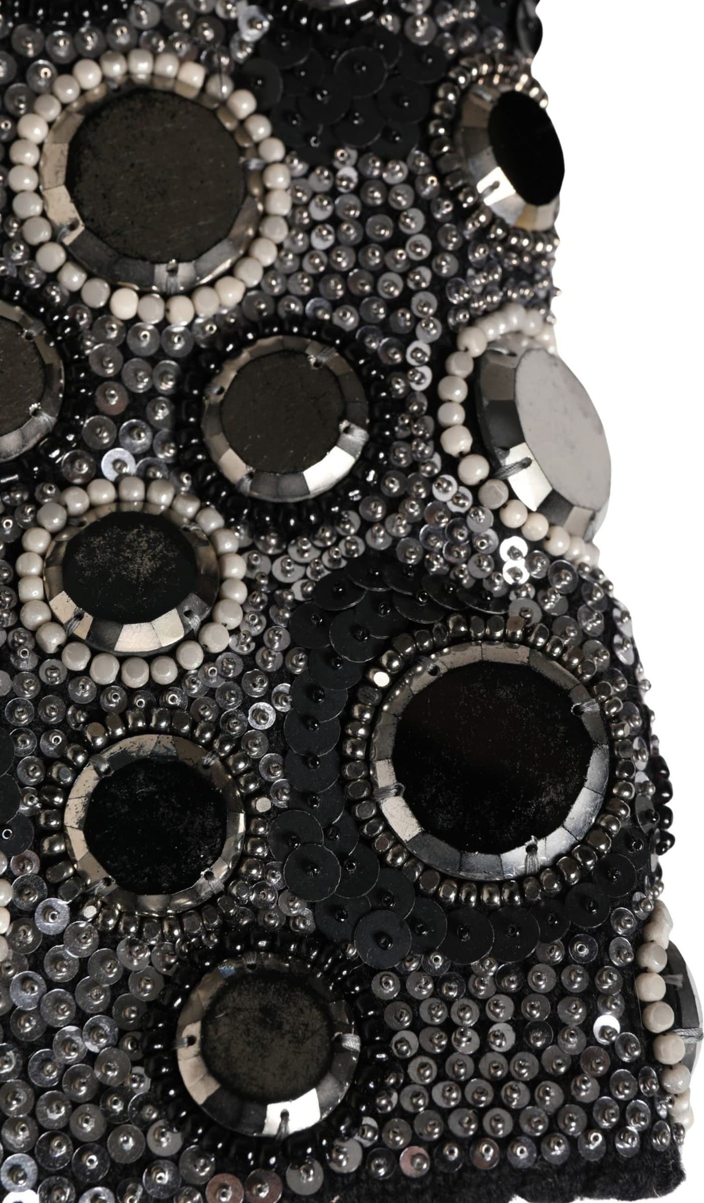 Black Wool Crystal Embellished Balaclava Hat - 5