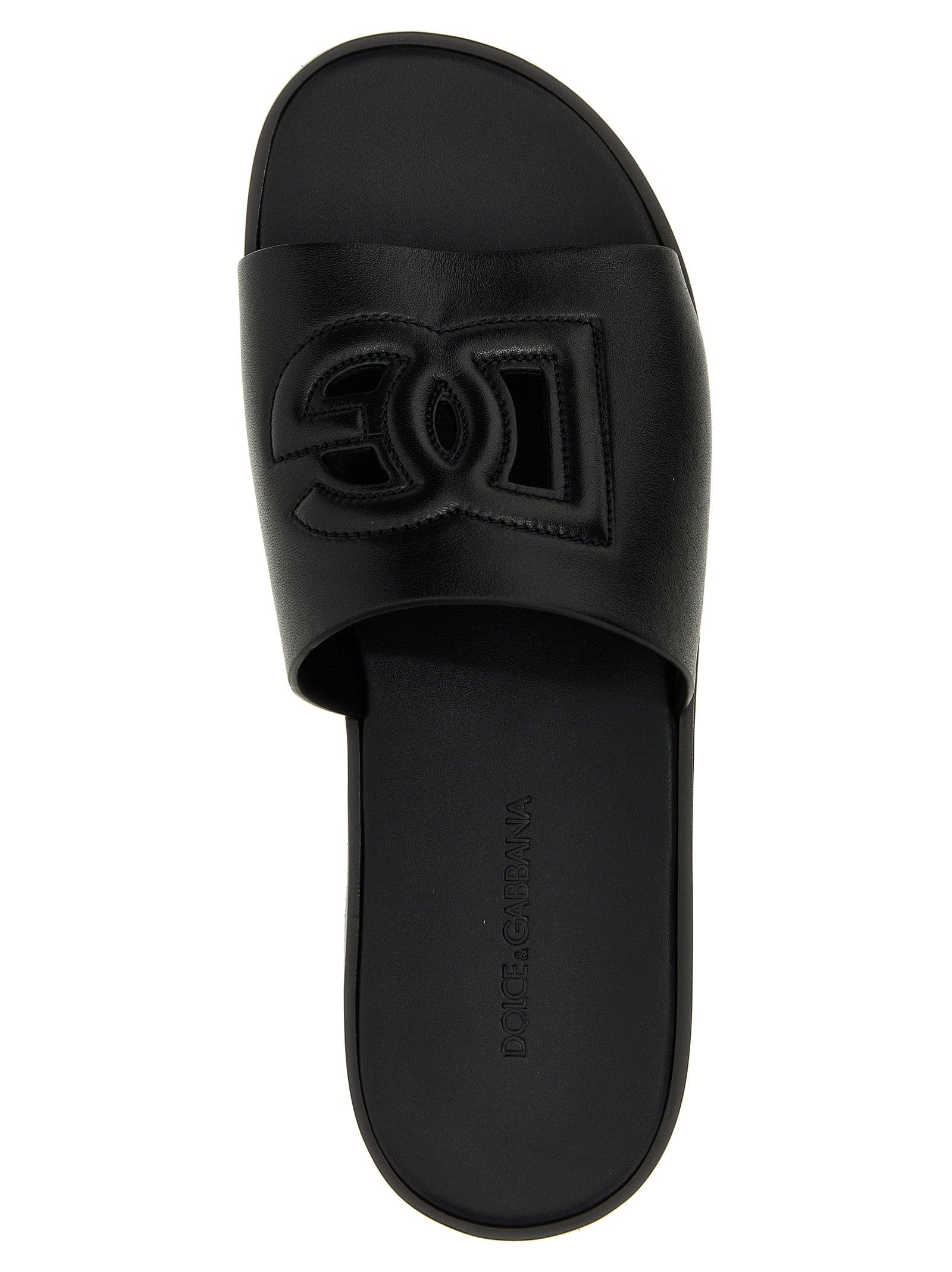 Black Leather Slides - 3