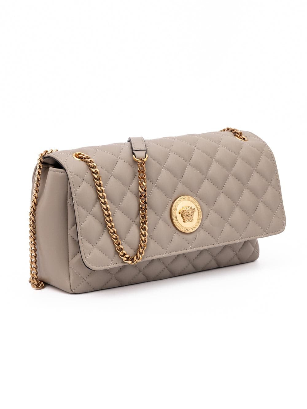 Taupe Quilted Leather Shoulder Strap Bag - 2