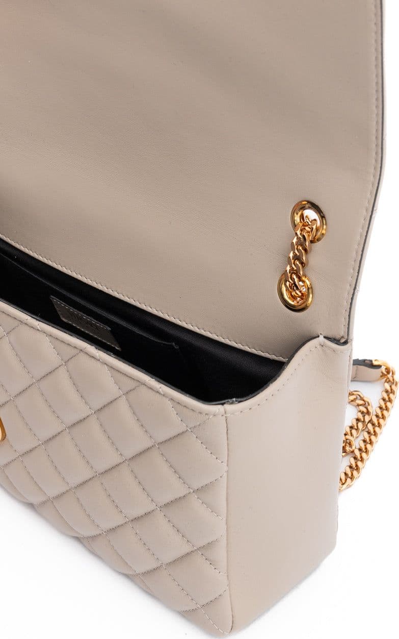 Taupe Quilted Leather Shoulder Strap Bag - 4