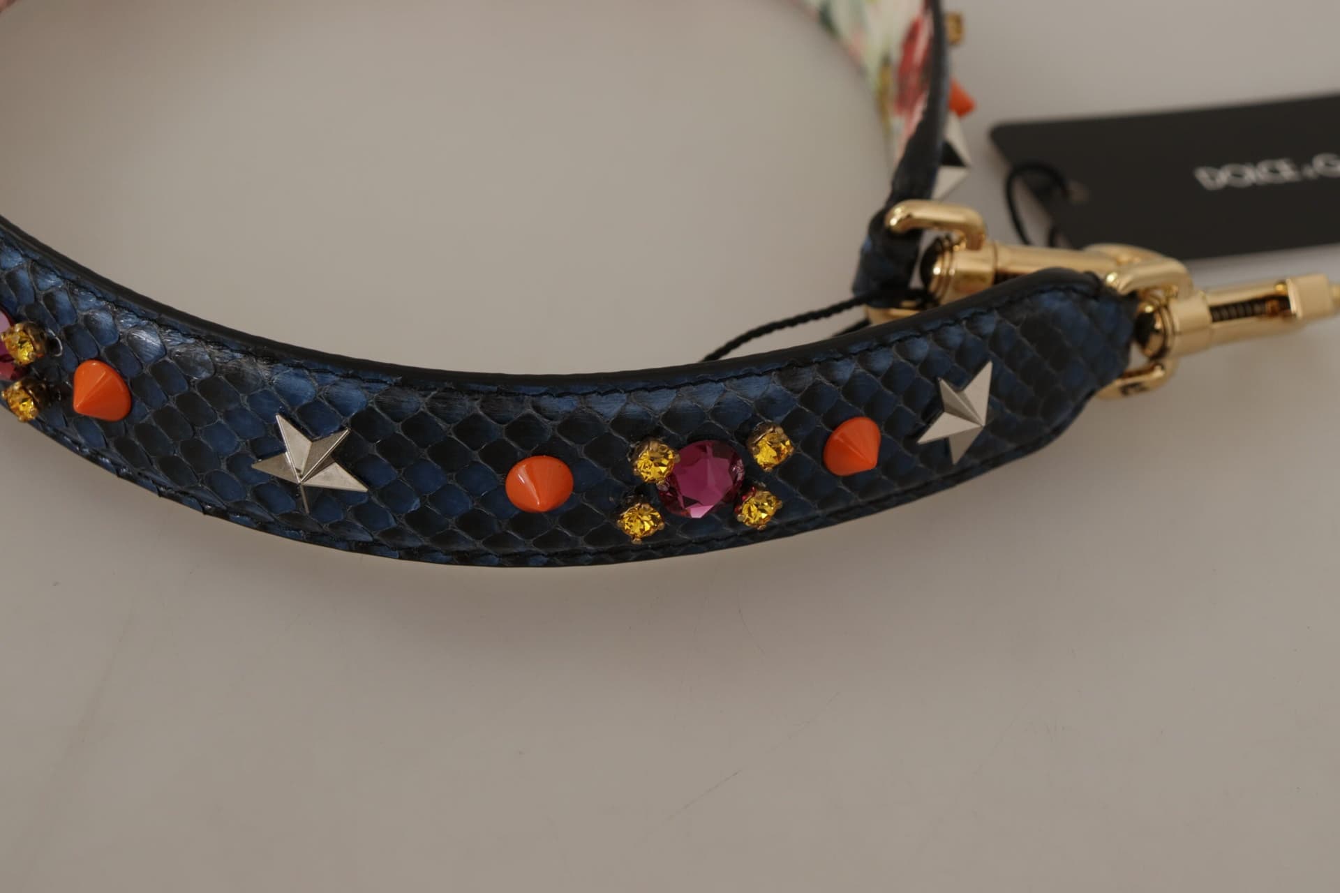 Blue Exotic Leather Crystals Reversible Shoulder Strap - 6
