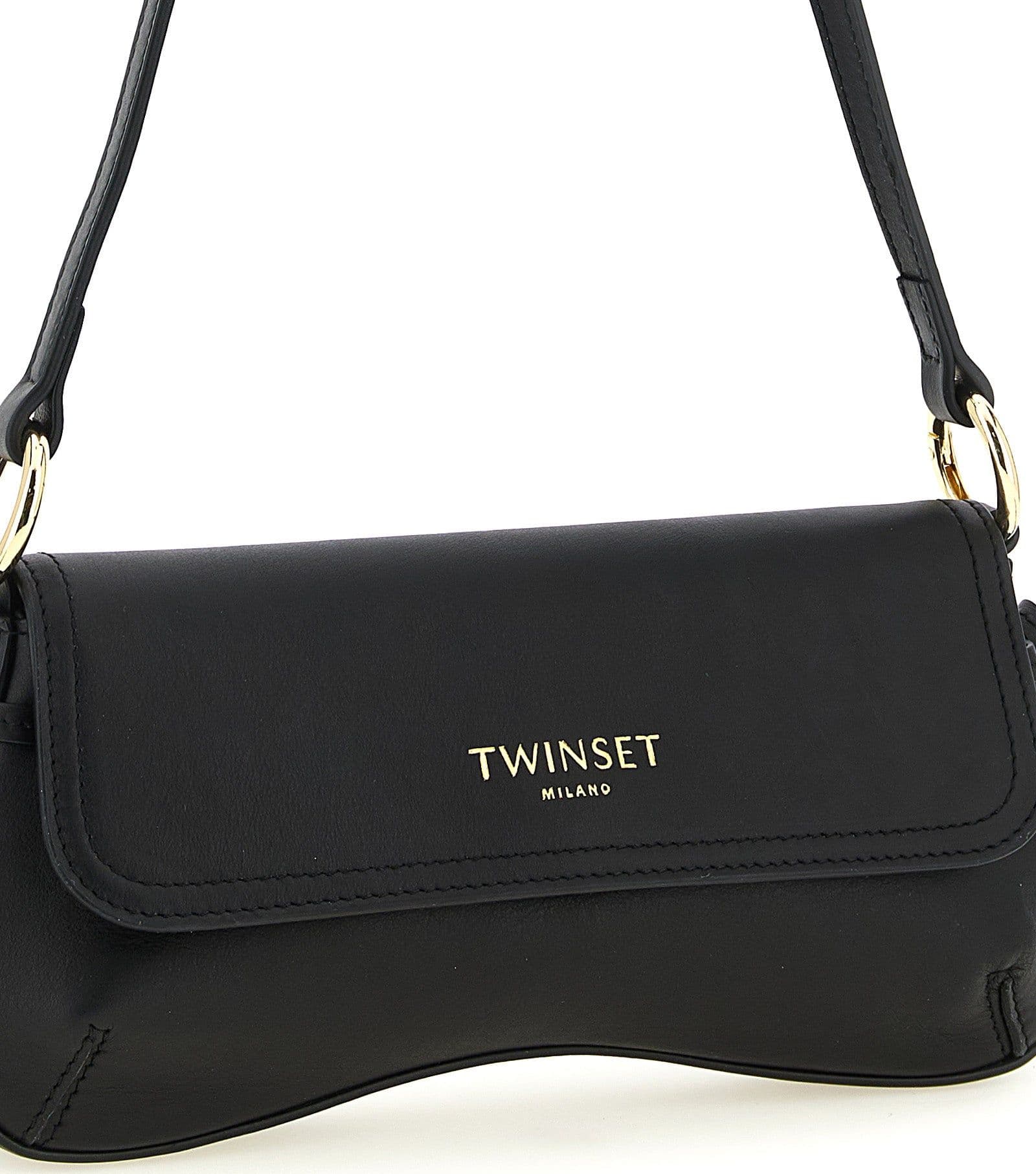 Black Leather Shoulder Bag - 3