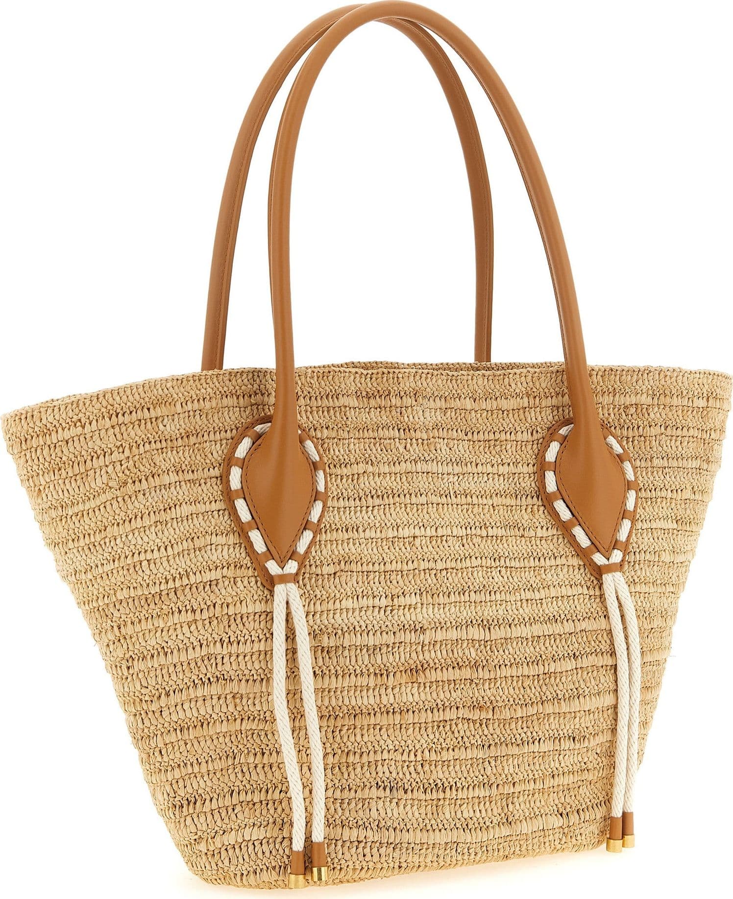 Beige Raffia Tote Bag - 2