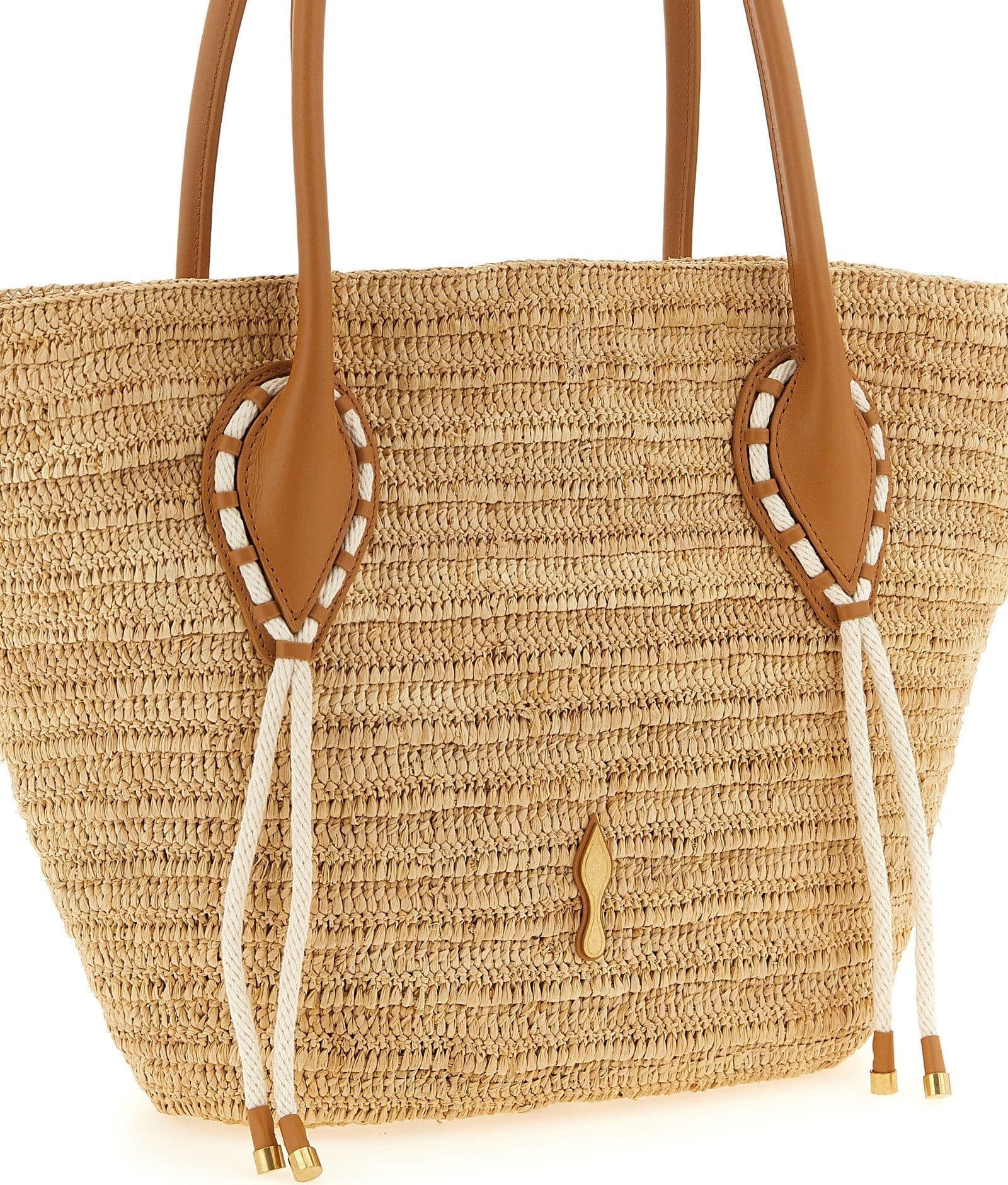 Beige Raffia Tote Bag - 3