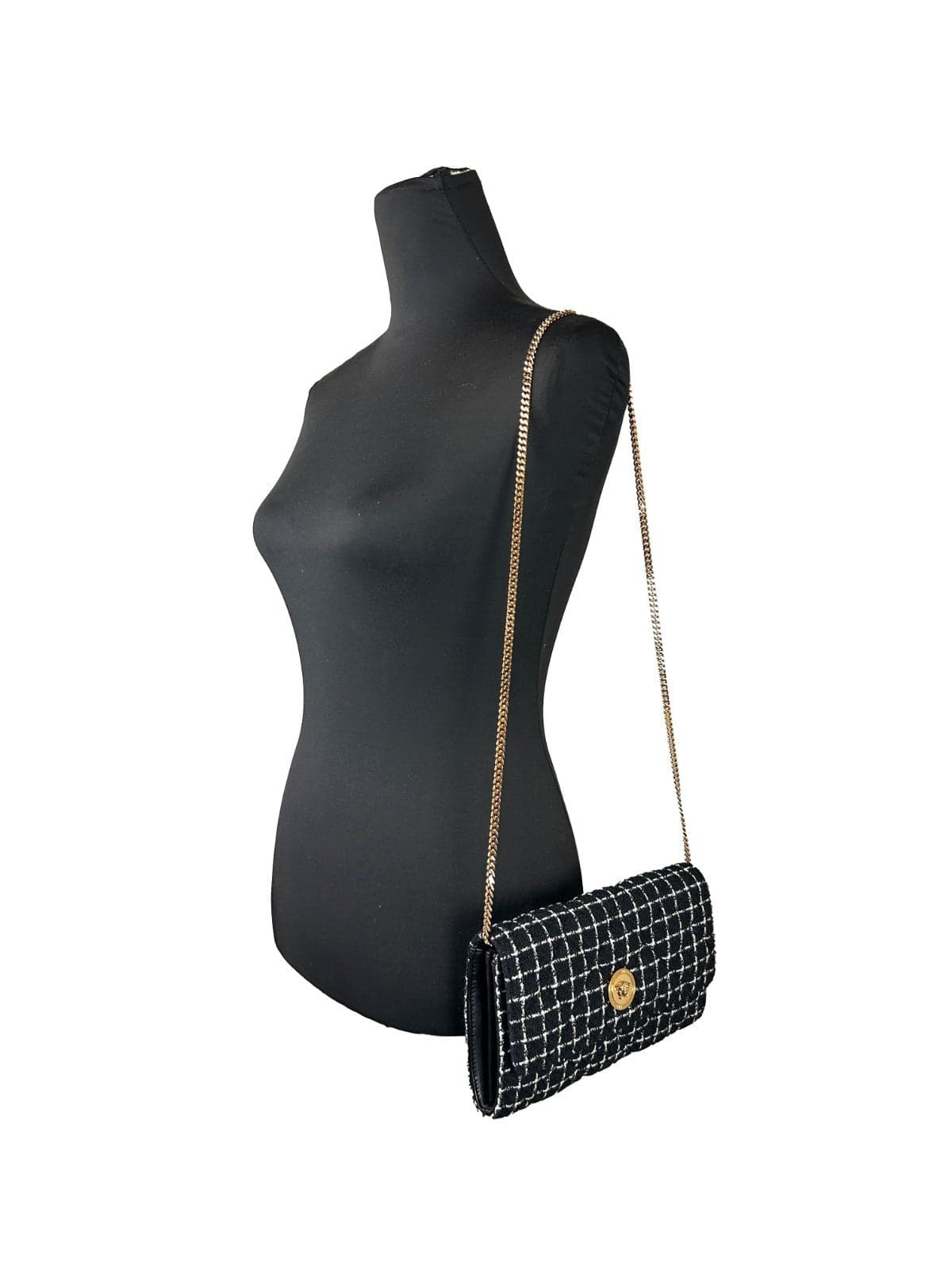 Versace Wallet On A Chain Fabric Black Crossbody Bag - 4