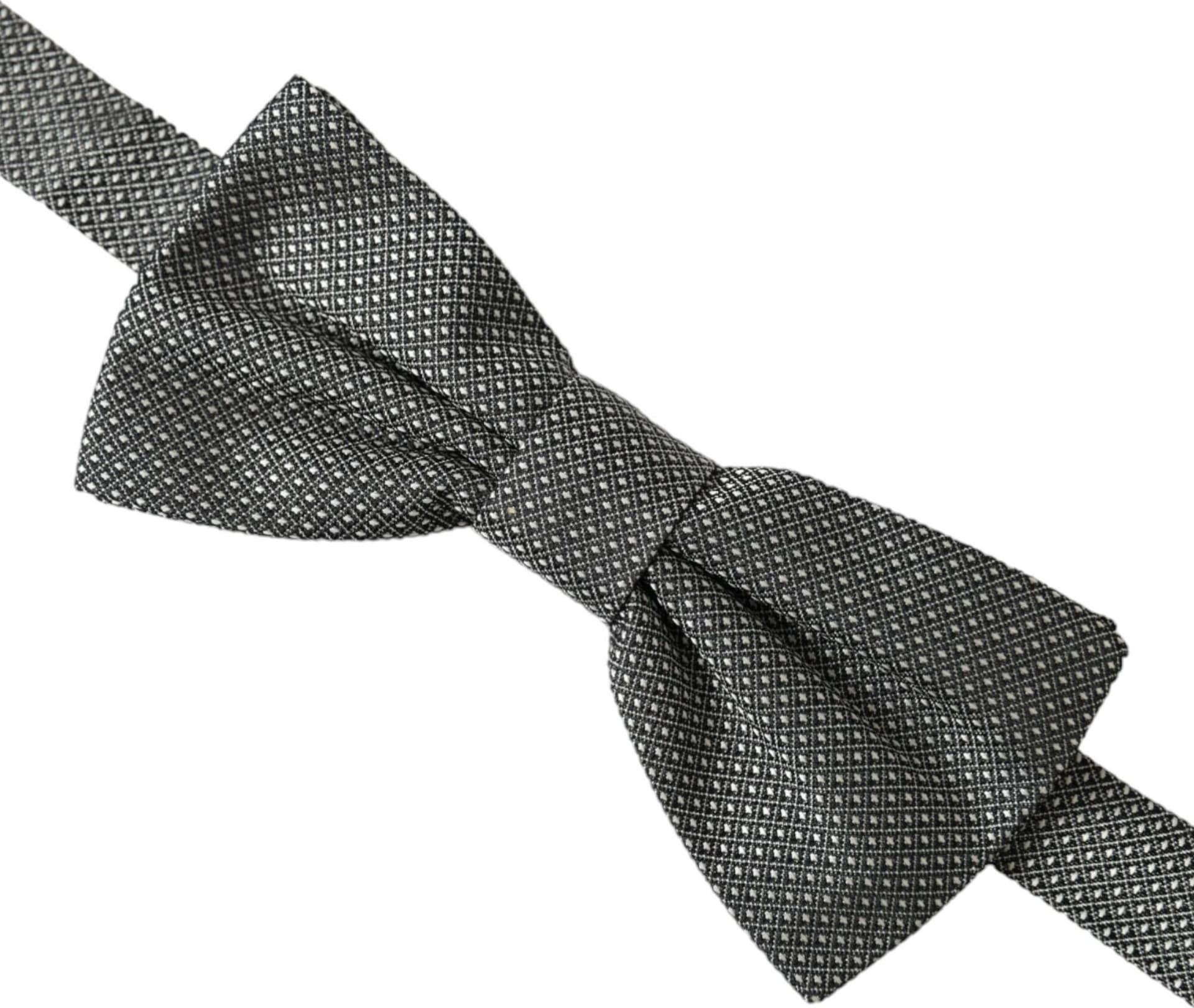 Gray Silk Patterned Adjustable Neck Men Bow Tie - 3