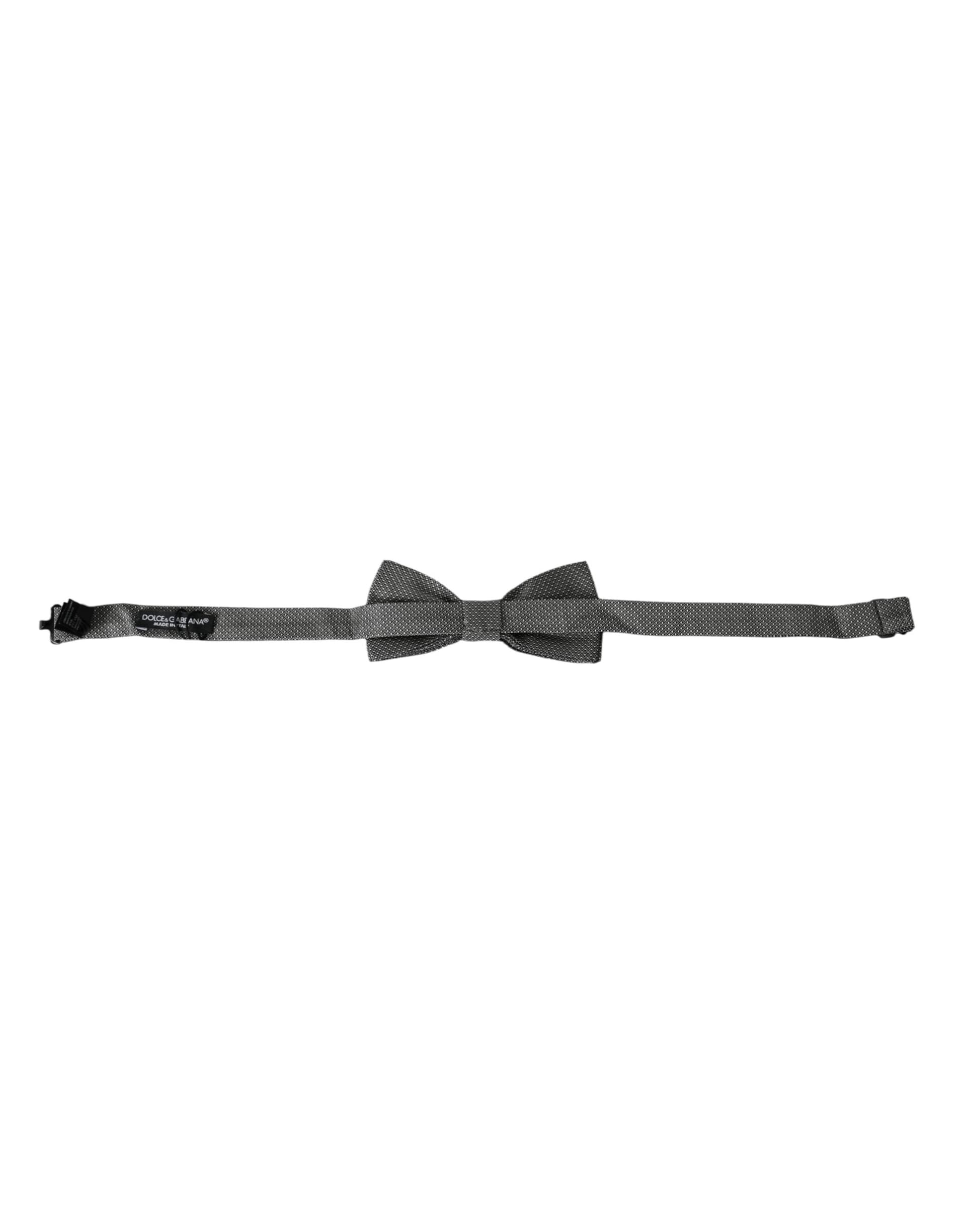 Gray Silk Patterned Adjustable Neck Men Bow Tie - 5