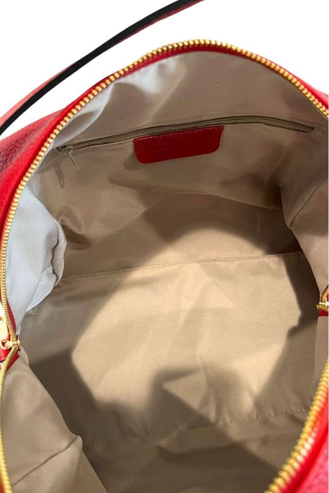 Red Leather Women Shoulder Bag - 7