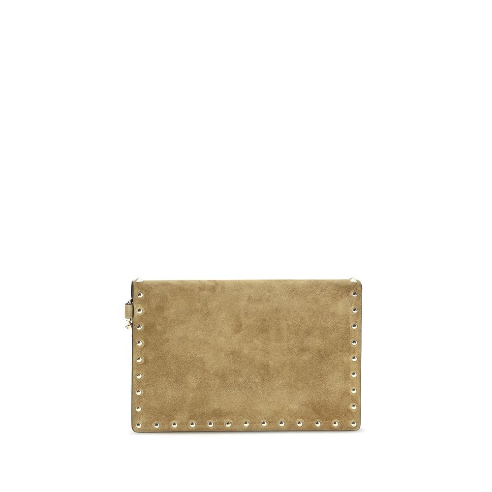 Beige Suede Leather Clutch Bag - 2