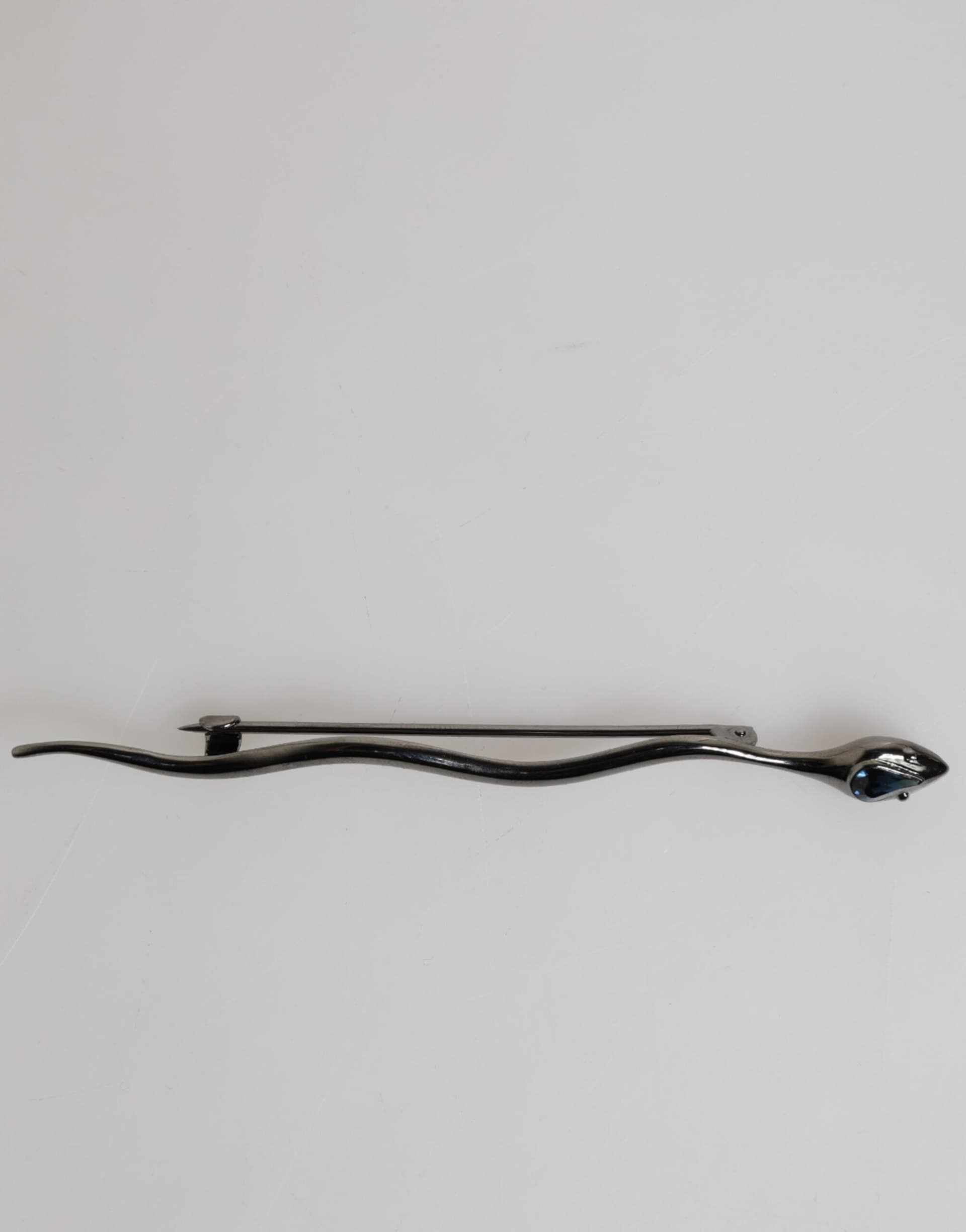 Black Brass Crystal Spilla Serpente Mens Brooch Pin - 2