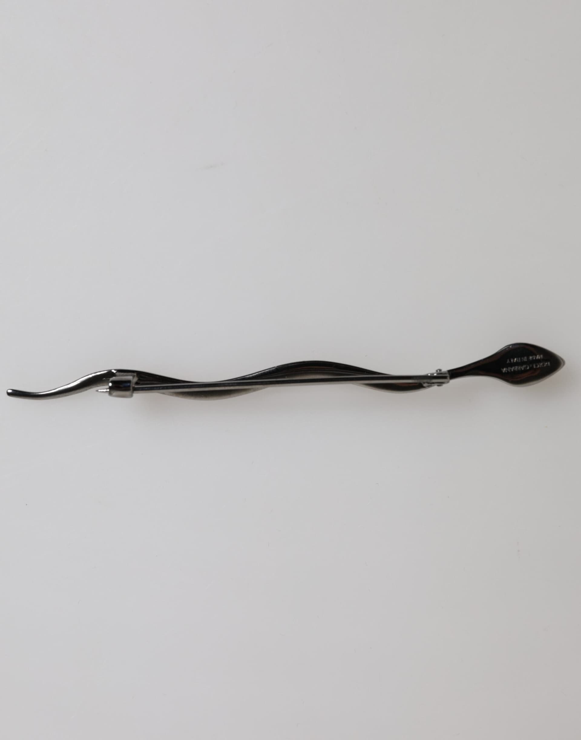 Black Brass Crystal Spilla Serpente Mens Brooch Pin - 3