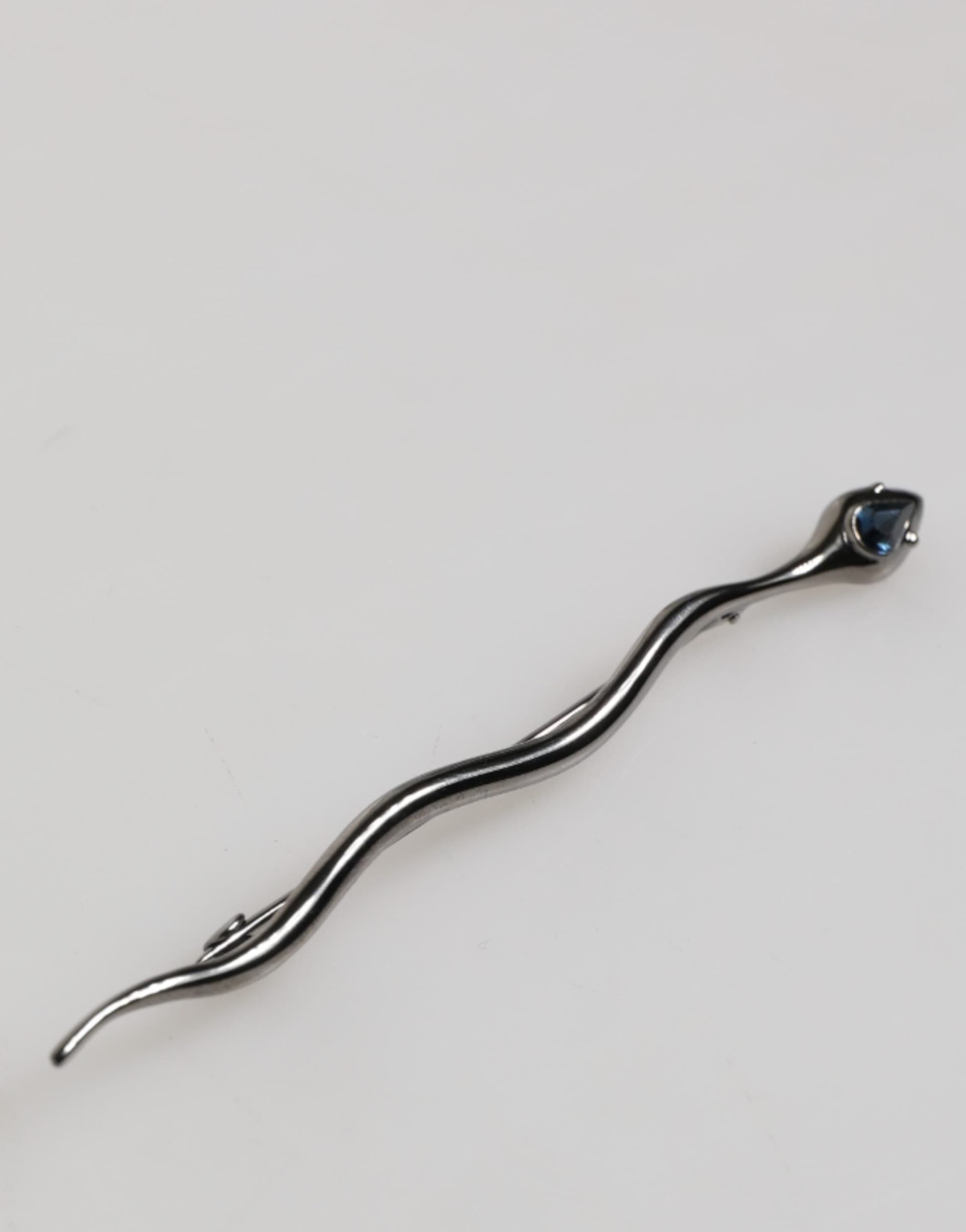 Black Brass Crystal Spilla Serpente Mens Brooch Pin - 5