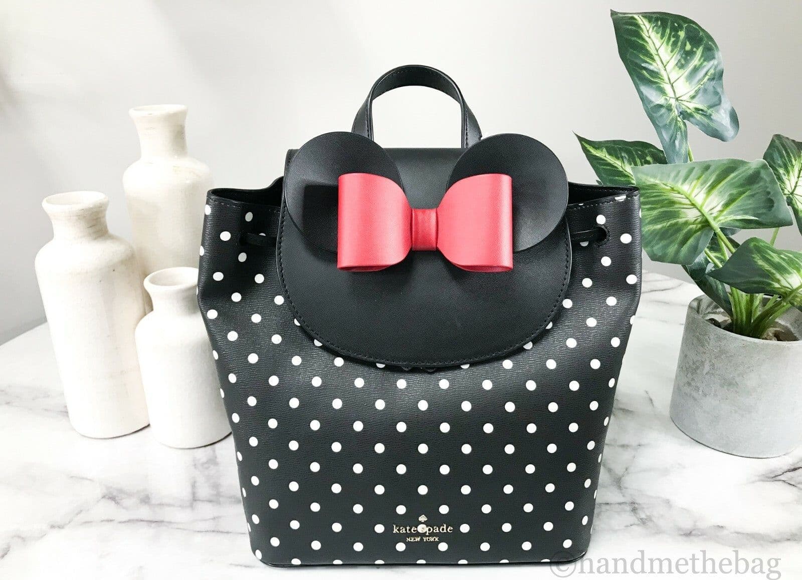 Kate Spade Disney Minnie Mouse Medium Leather Backpack Bookbag Bag - 3