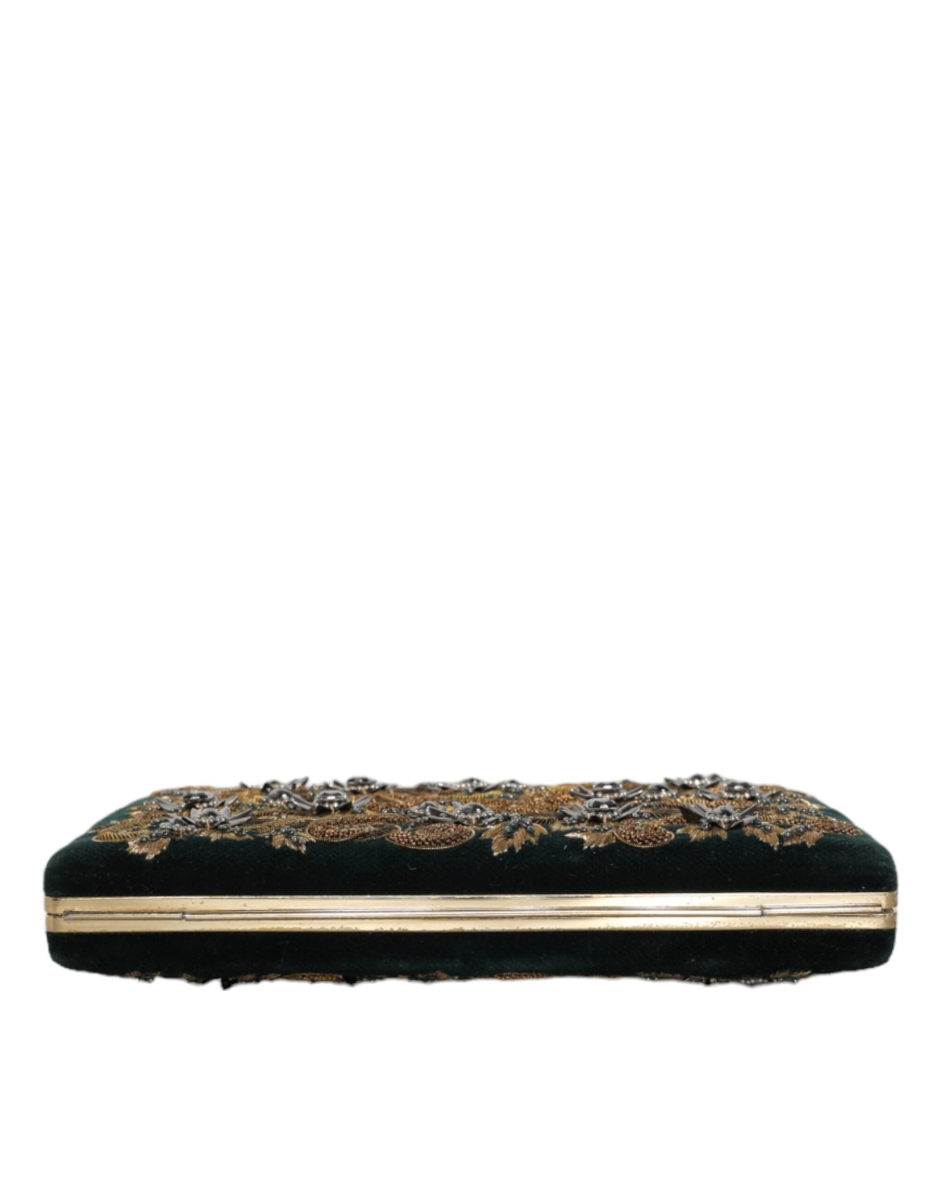 Black Velvet Gold Frame Clutch Evening Party Purse Bag - 6
