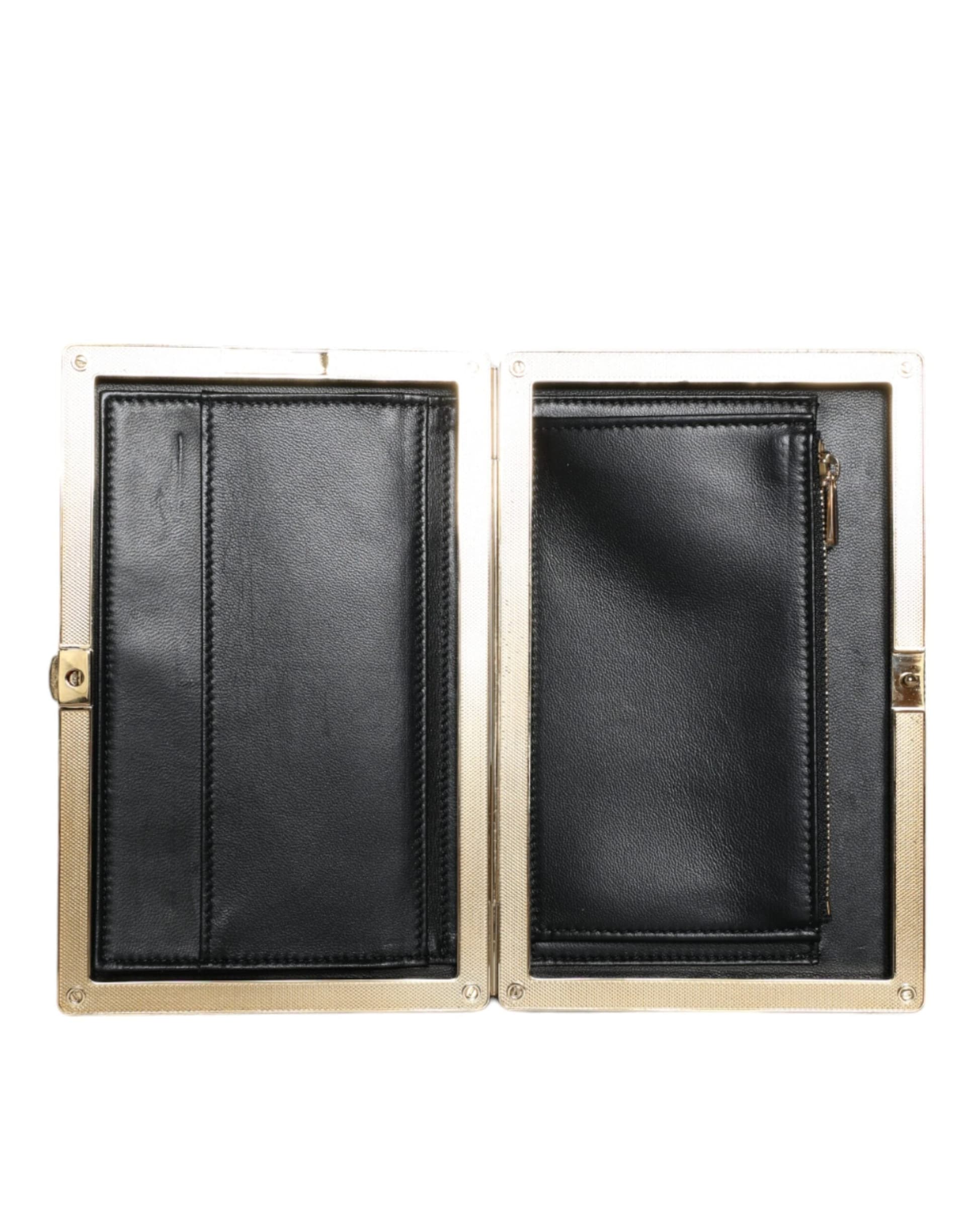Black Velvet Gold Frame Clutch Evening Party Purse Bag - 8