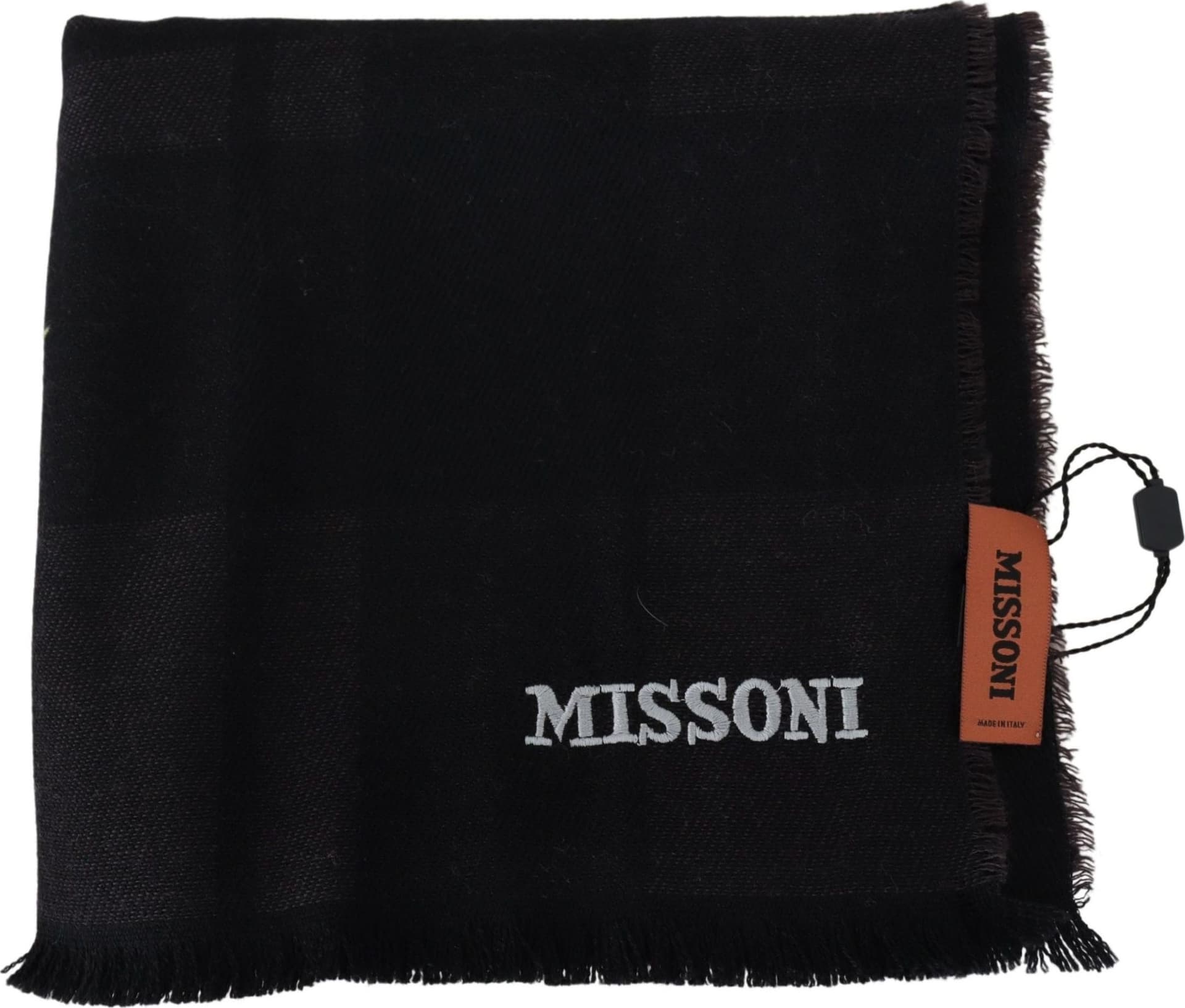 Black 100% Wool Unisex Neck Wrap Scarf - 2