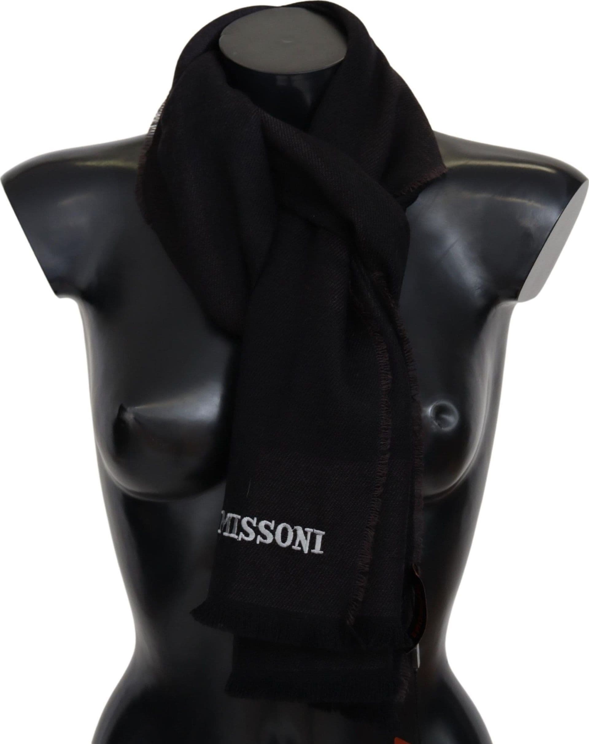 Black 100% Wool Unisex Neck Wrap Scarf - 3