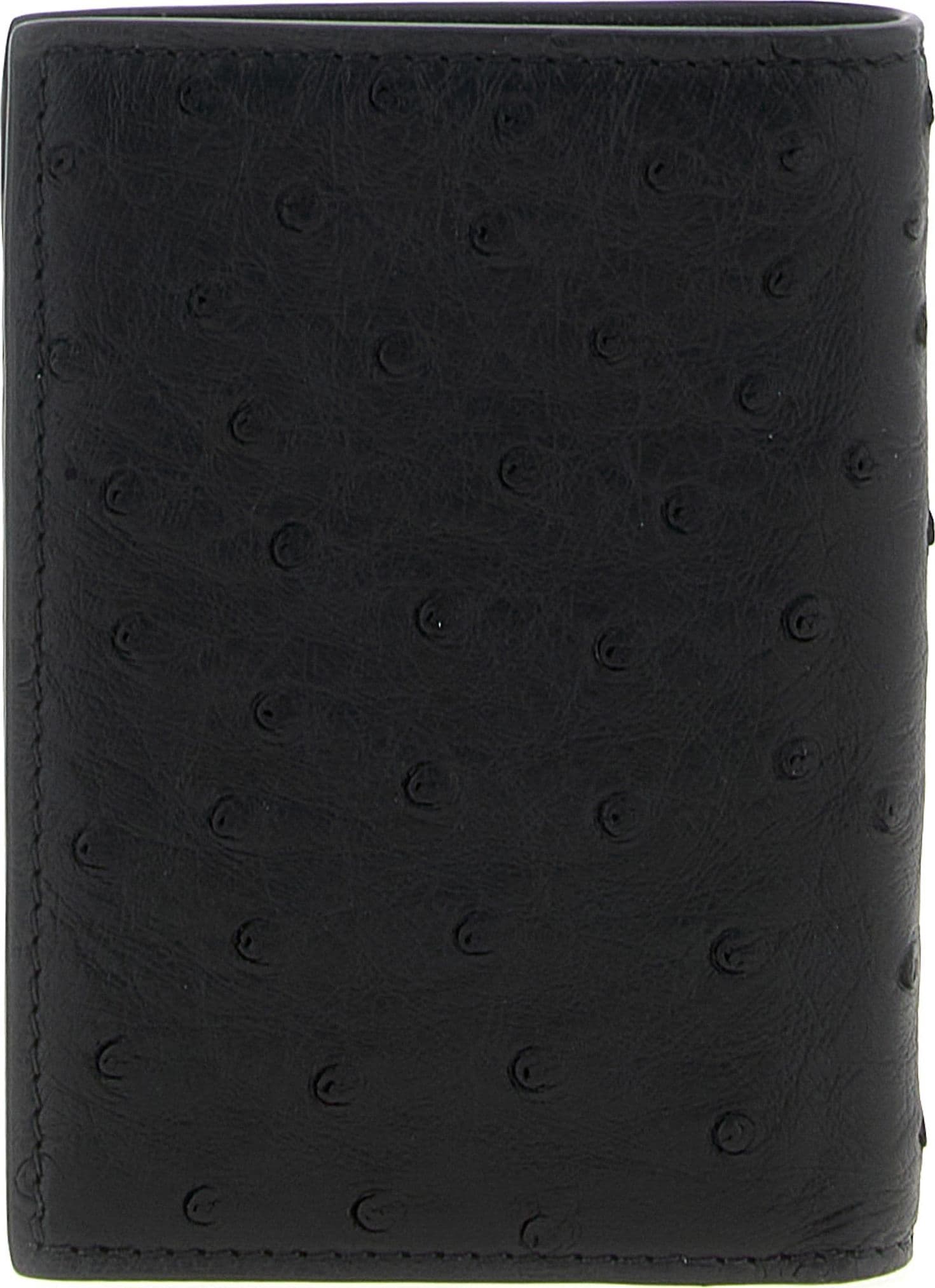 Black Ostrich Skin Cardholder - 2