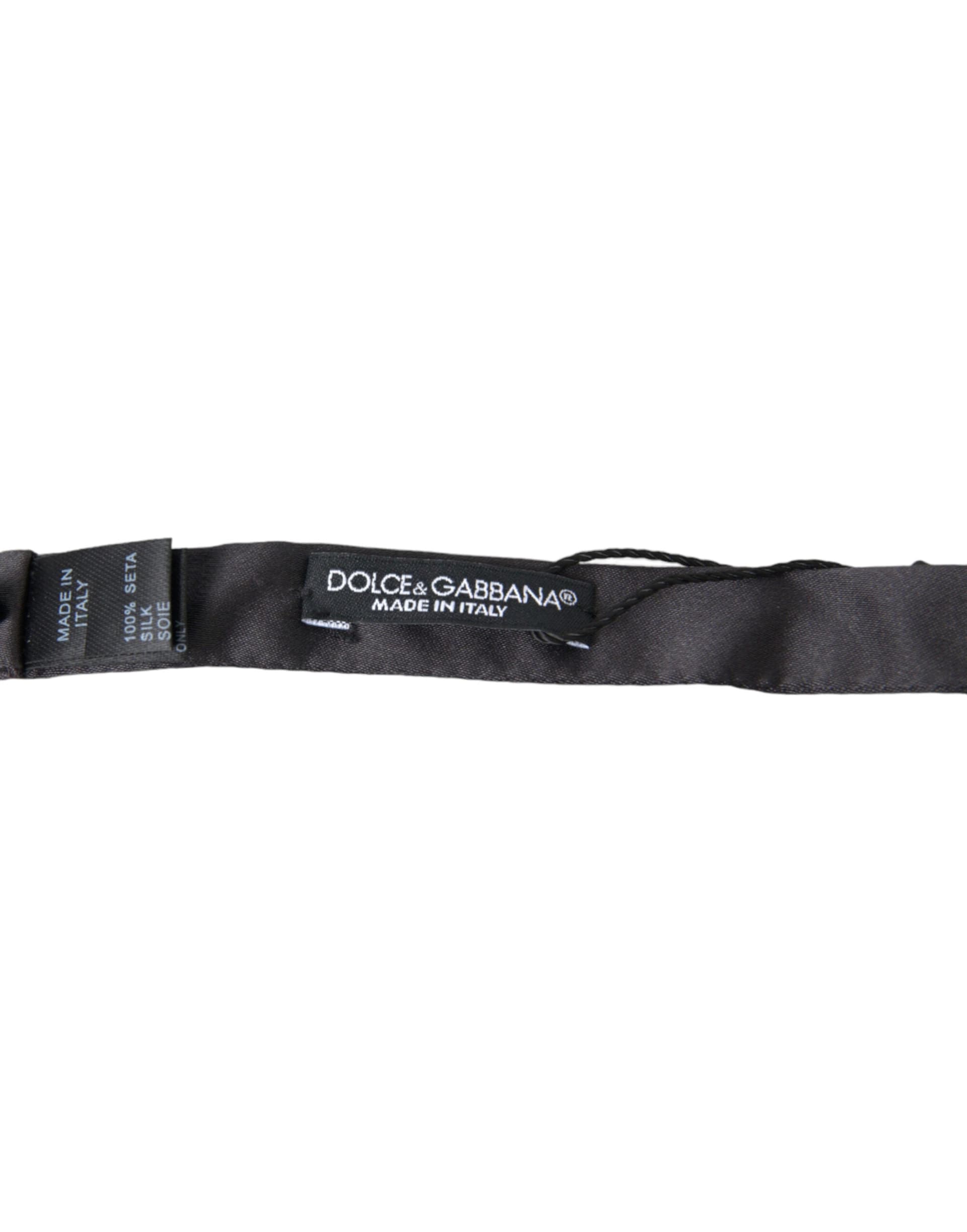 Dark Gray Silk Adjustable Neck Men Papillon Bow Tie - 3